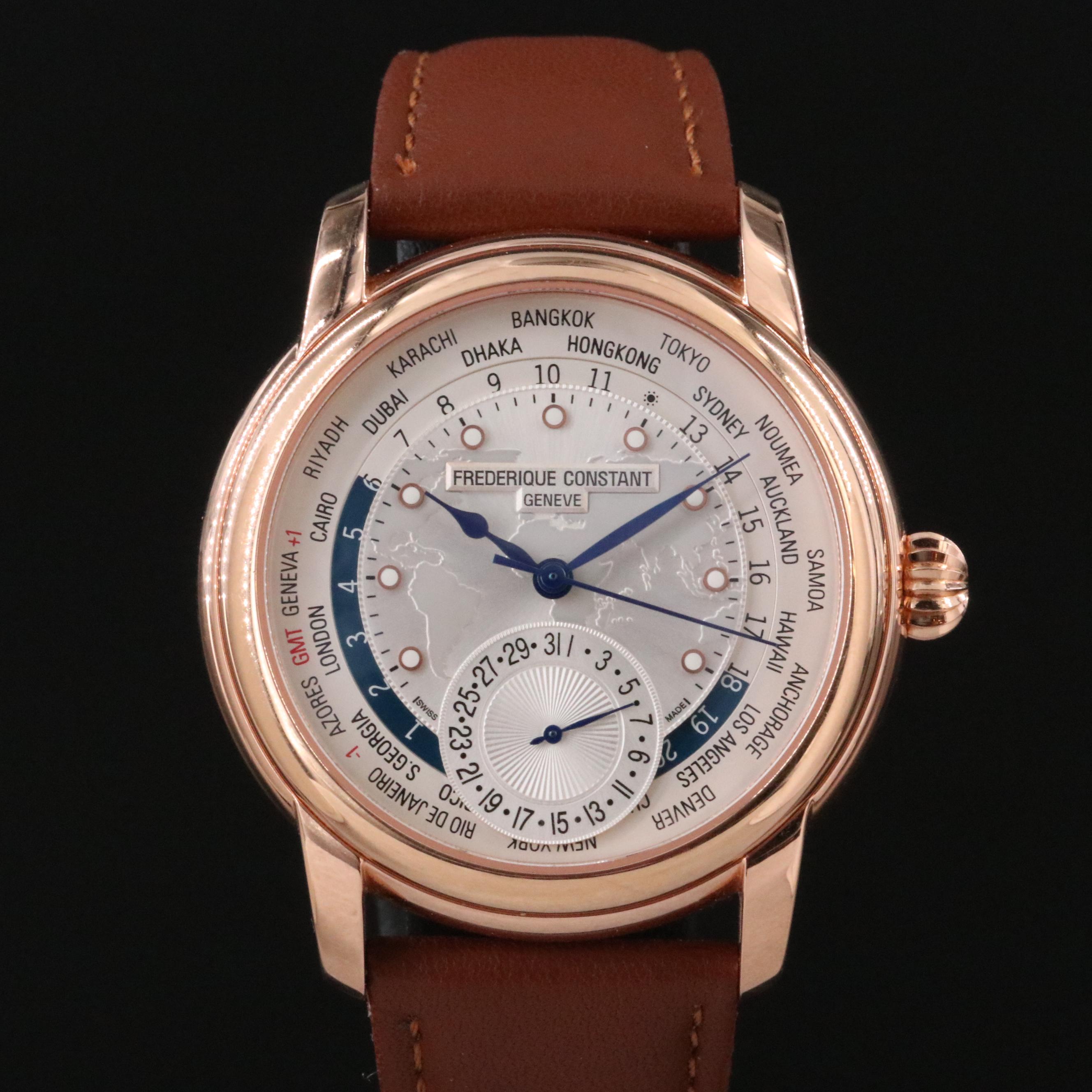 Frederique Constant Worldtimer Silver Dial 42mm Automatic Watch