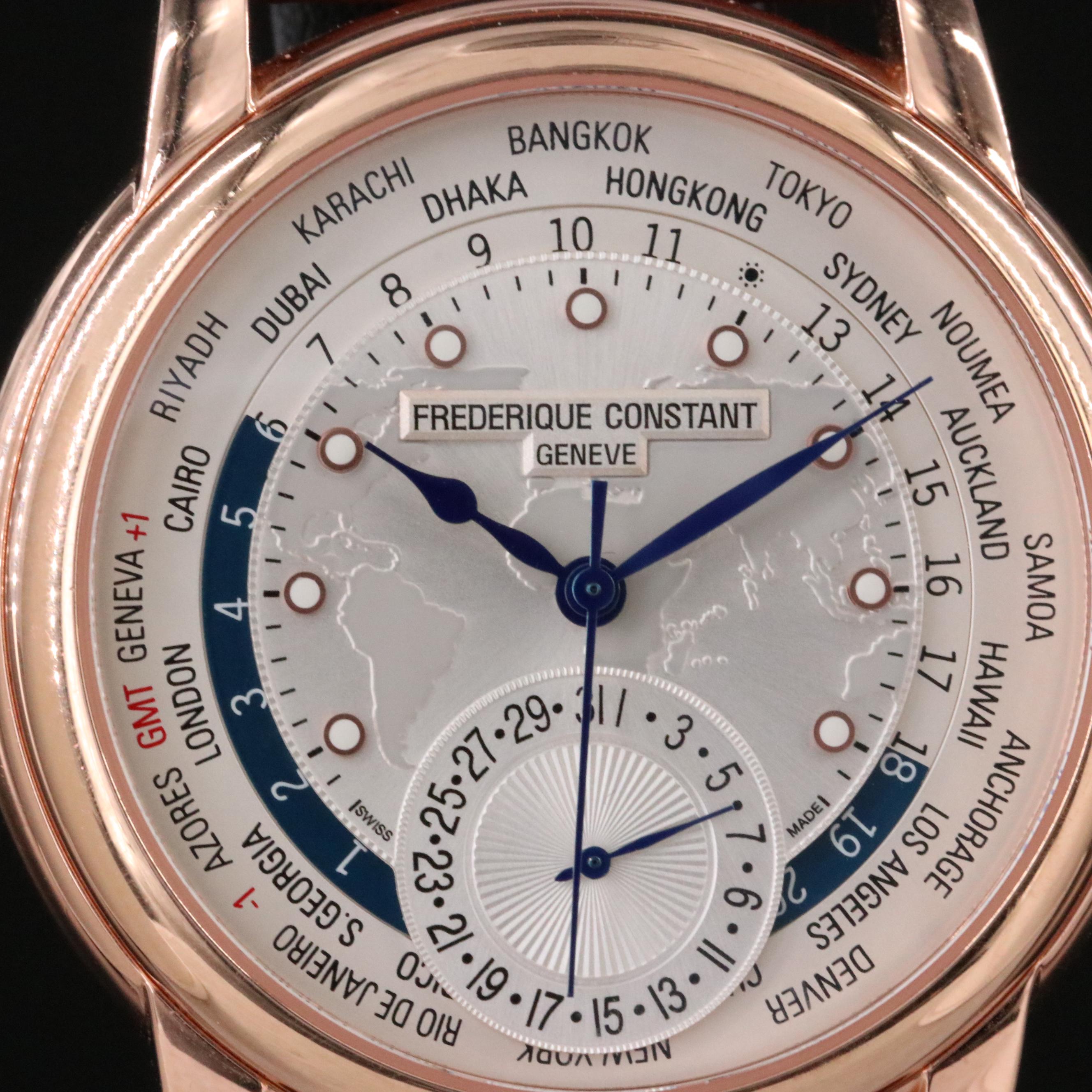 Frederique Constant Worldtimer Silver Dial 42mm Automatic Watch
