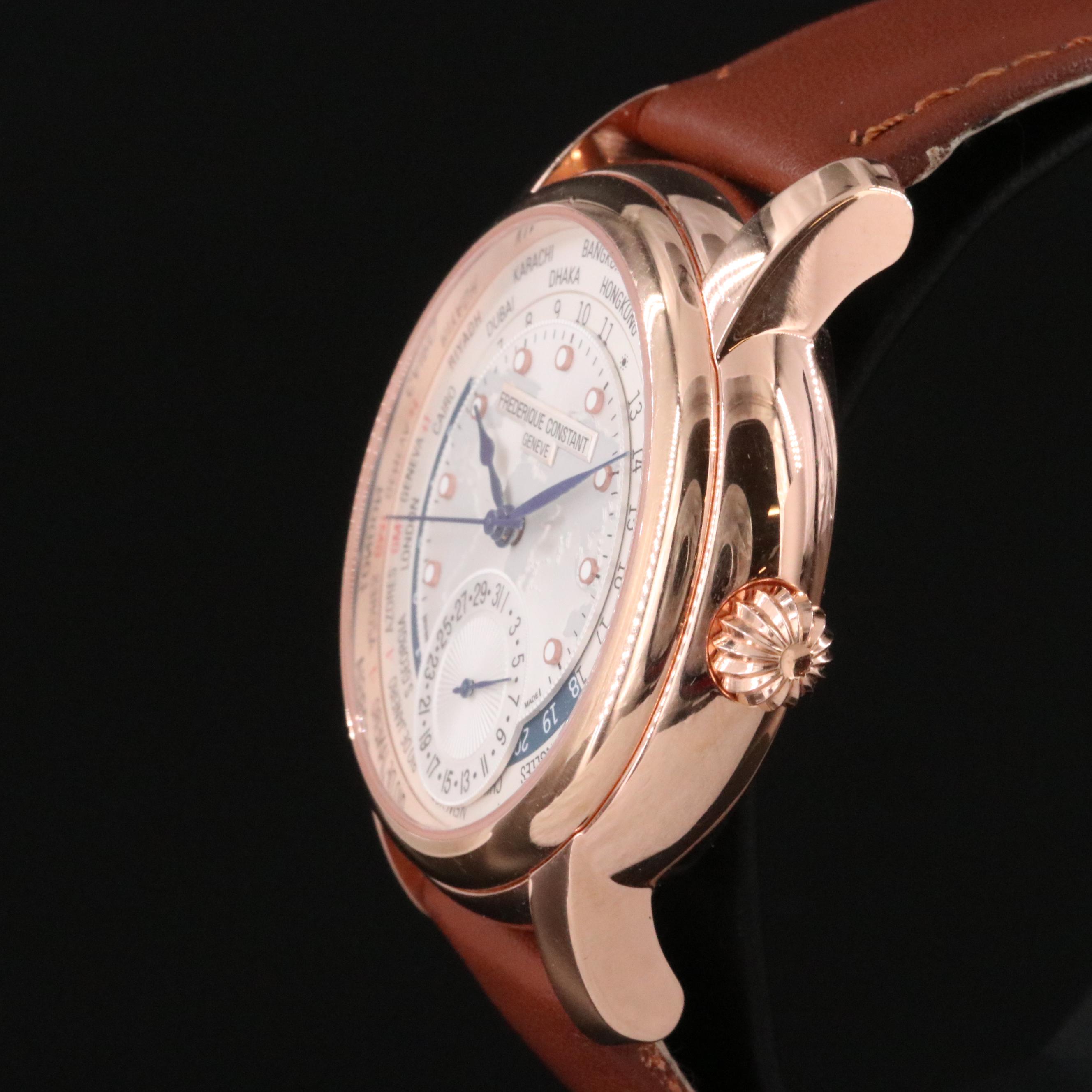 Frederique Constant Worldtimer Silver Dial 42mm Automatic Watch