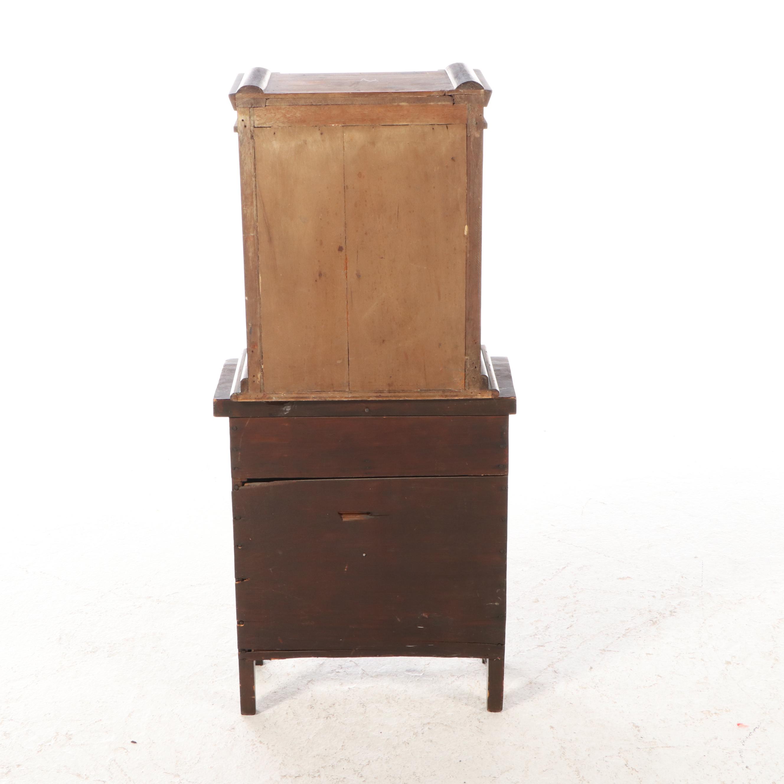 Child's Size American Empire Style Cabinet on Chest of Drawers