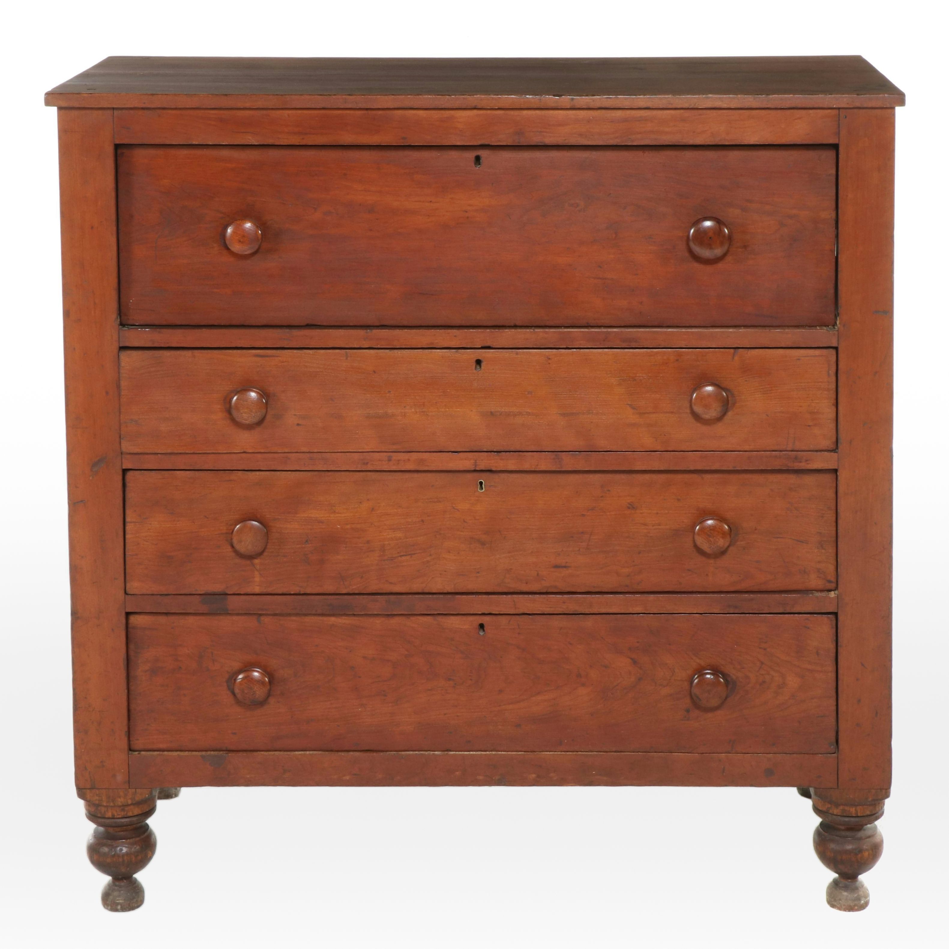 American Empire Mahogany Three-Drawer Chest, 19th Century