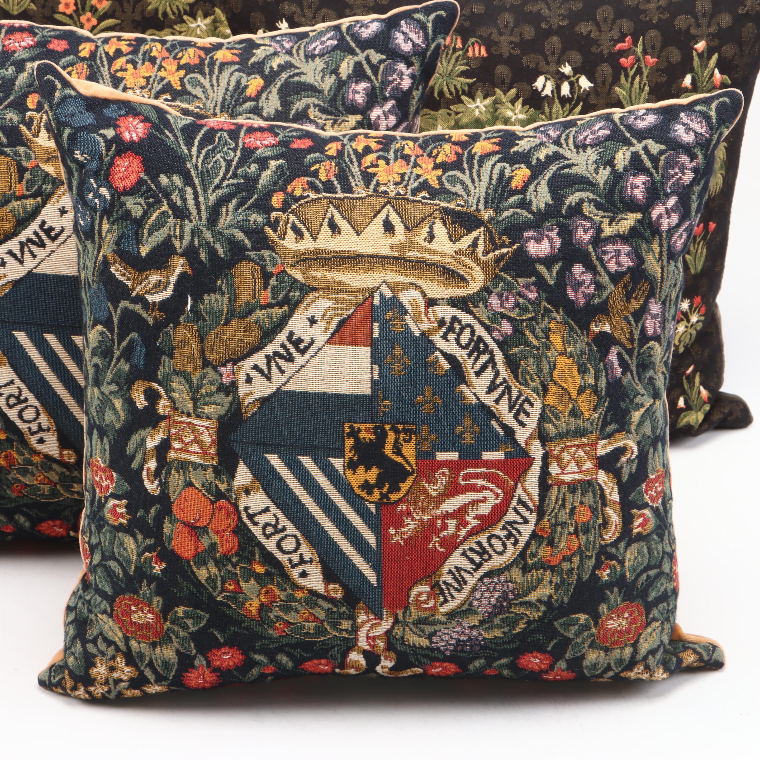 Belgian Style Deer with Stag and Other Tapestry Accent Pillows