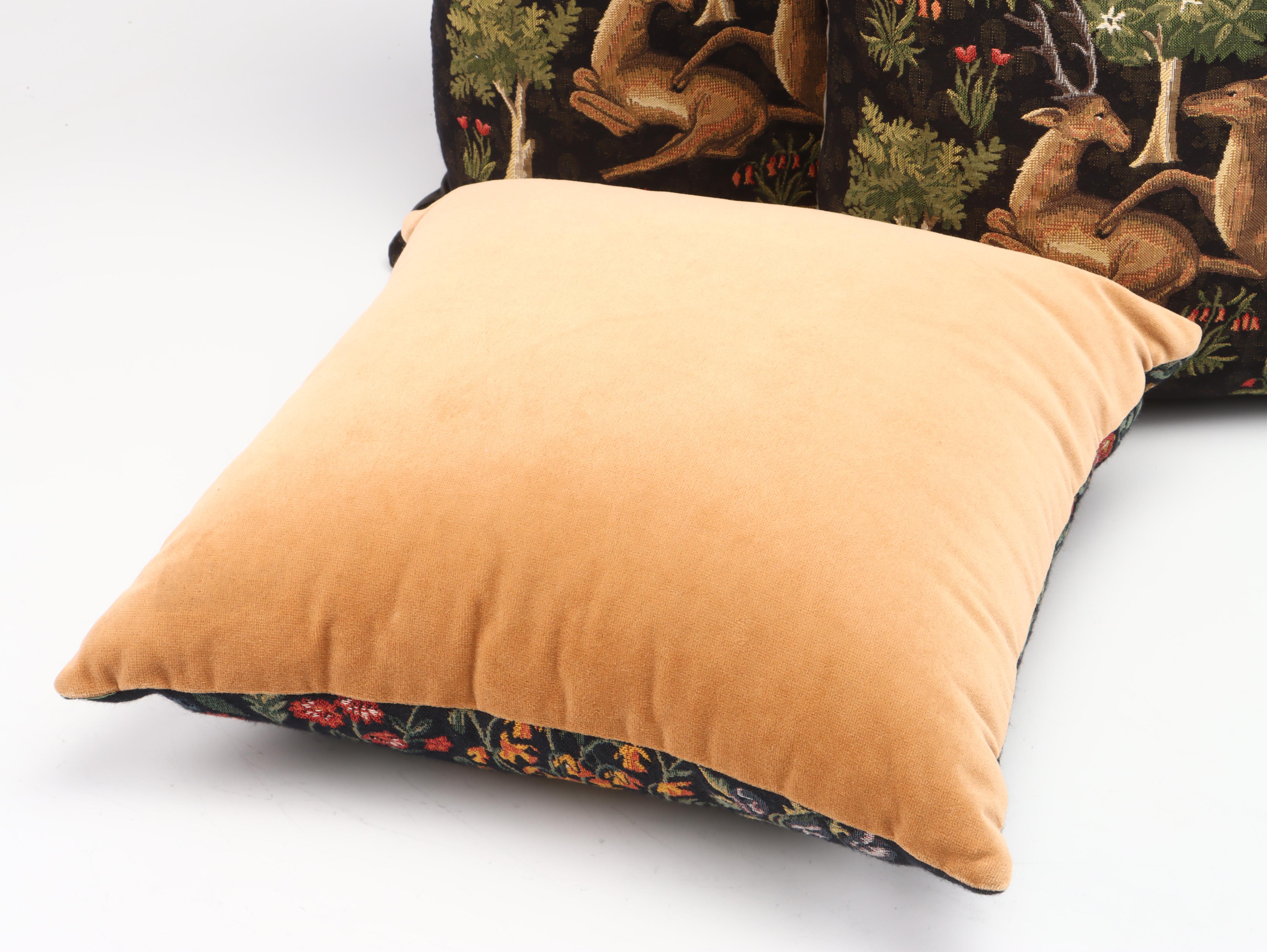 Belgian Style Deer with Stag and Other Tapestry Accent Pillows