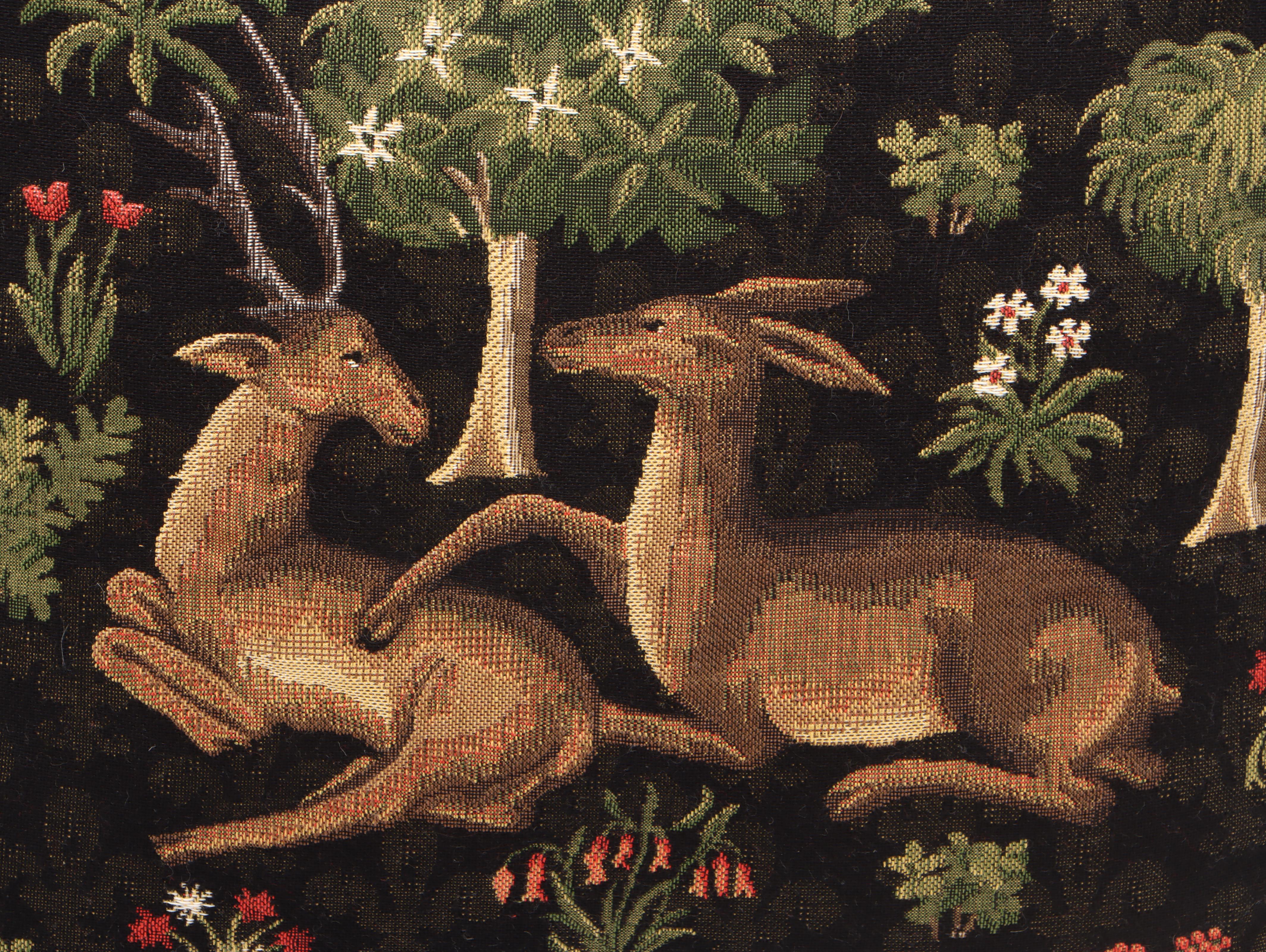 Belgian Style Deer with Stag and Other Tapestry Accent Pillows