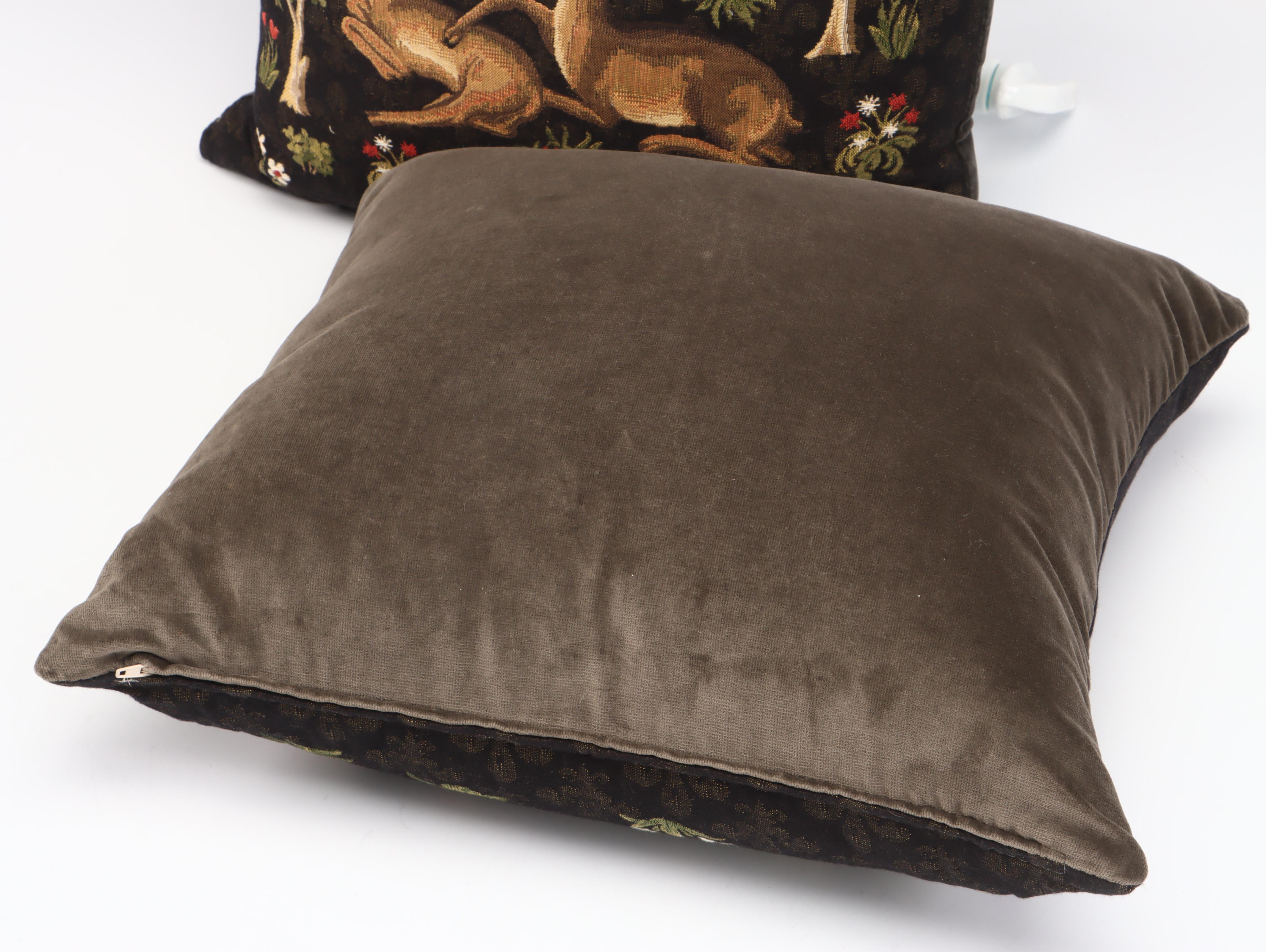 Belgian Style Deer with Stag and Other Tapestry Accent Pillows