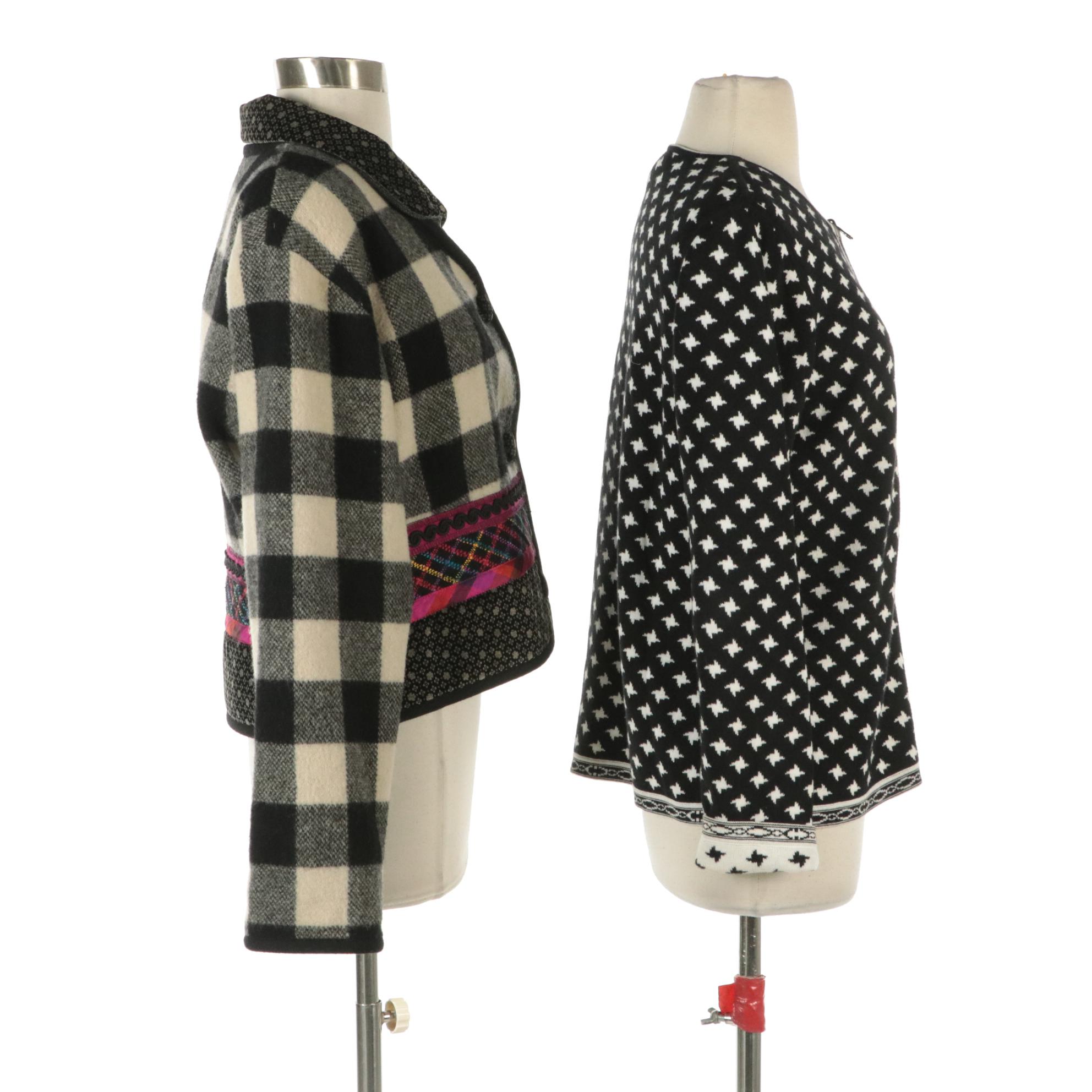 Canvasbacks Wool Patchwork Button-Front Jacket and Orvis Patterned Zip Jacket