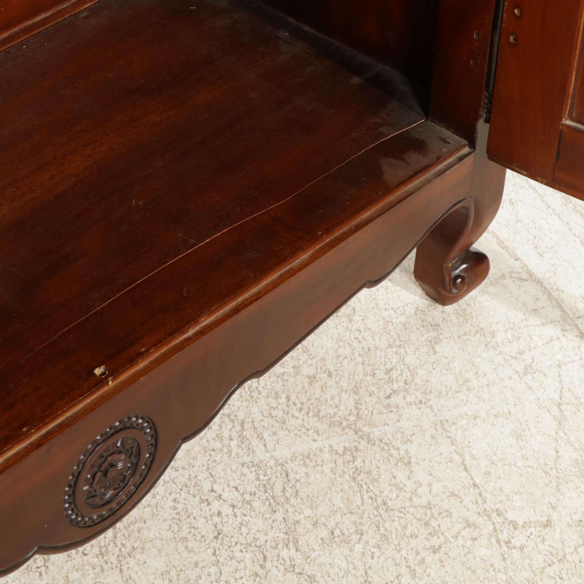 French Provincial Style Carved Wood Armoire Converted to Entertainment Cabinet