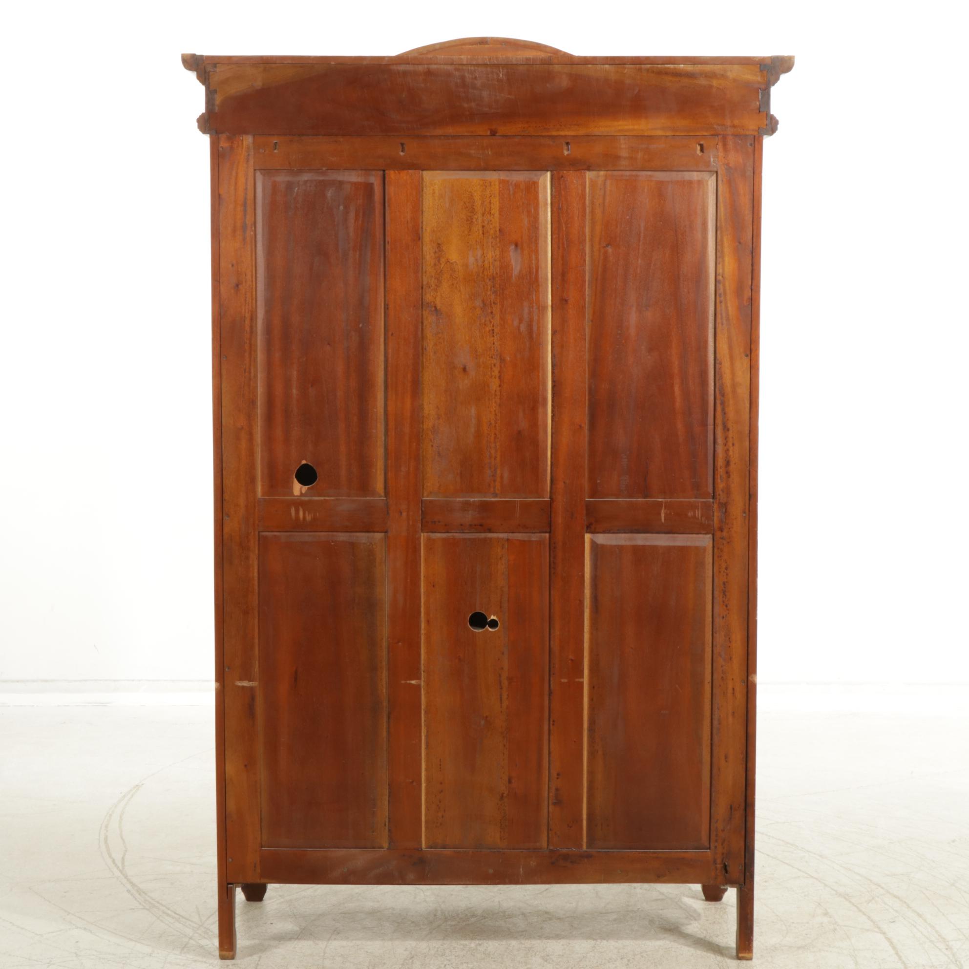 French Provincial Style Carved Wood Armoire Converted to Entertainment Cabinet