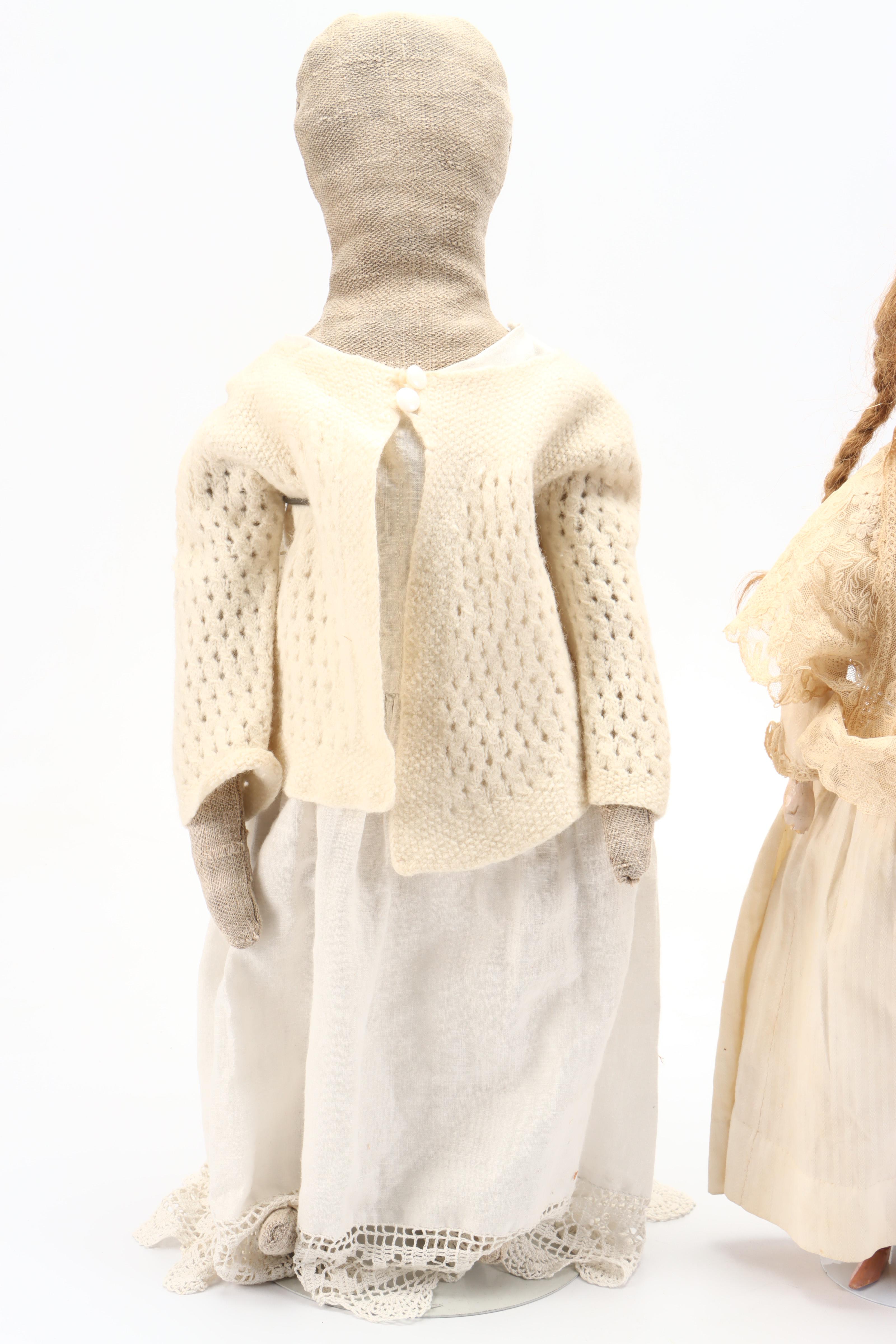 Porcelain Face and Fabric Dolls with Baby Shoes