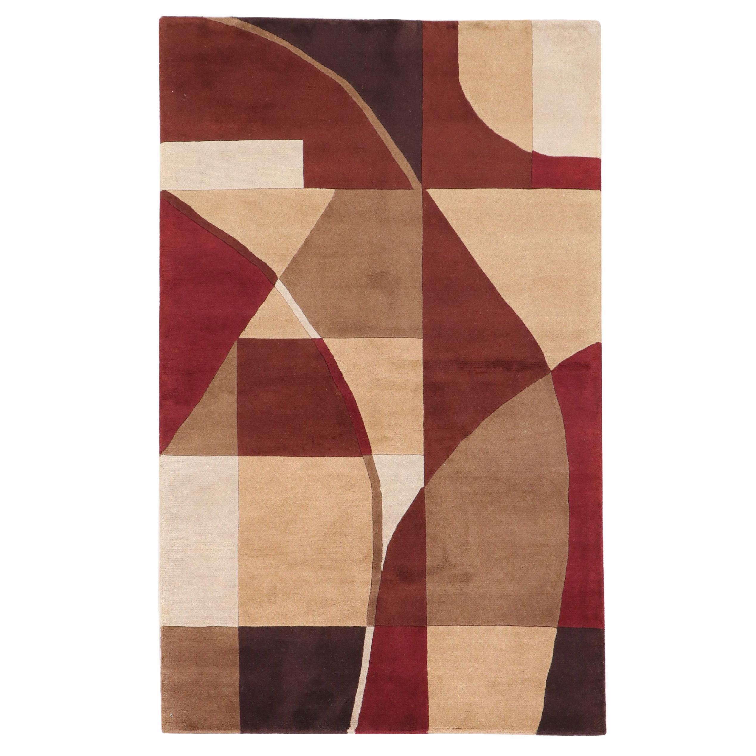 4'11 x 7'11 Hand-Knotted Tibetan Contemporary Abstract Rug