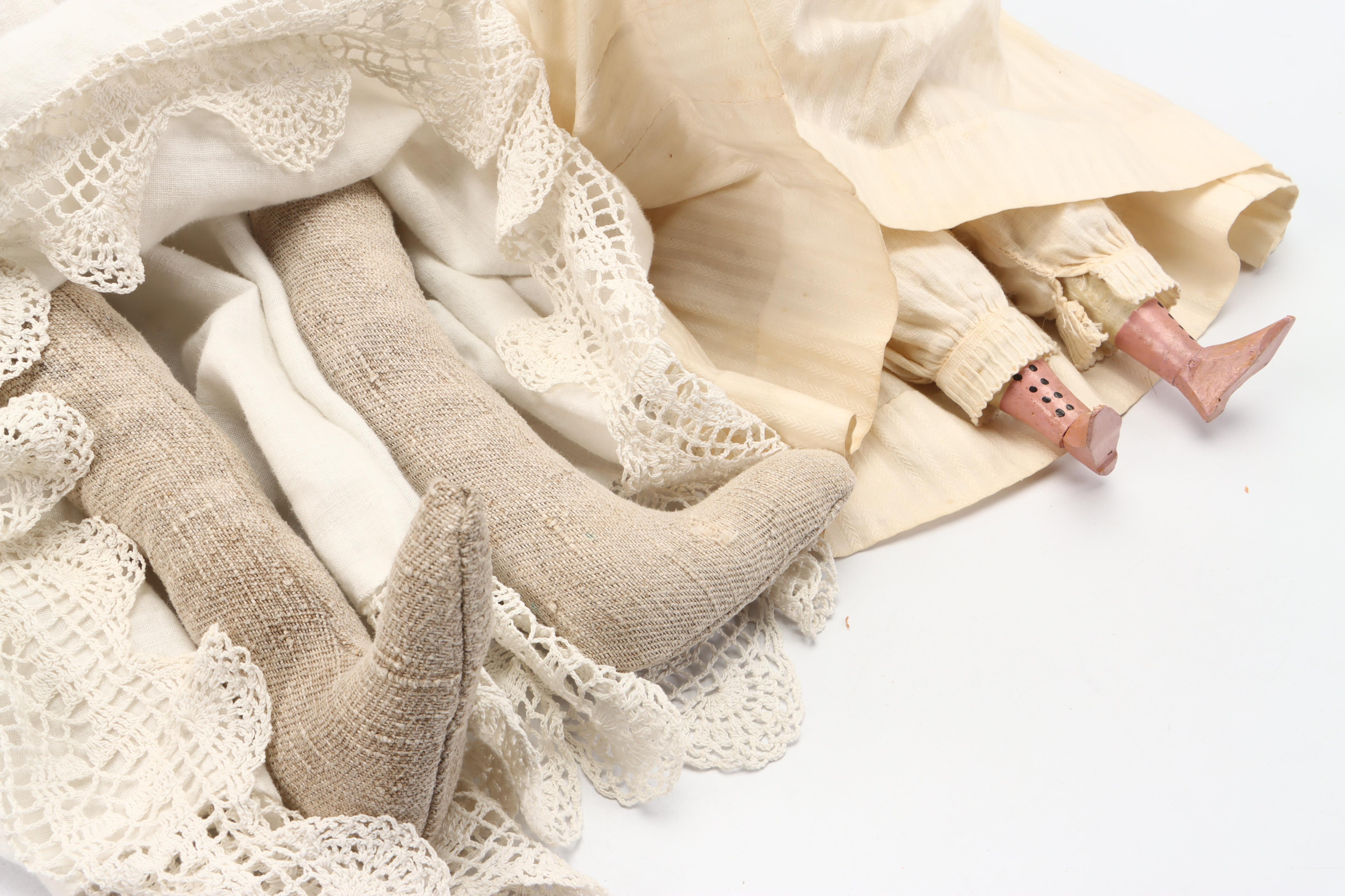 Porcelain Face and Fabric Dolls with Baby Shoes