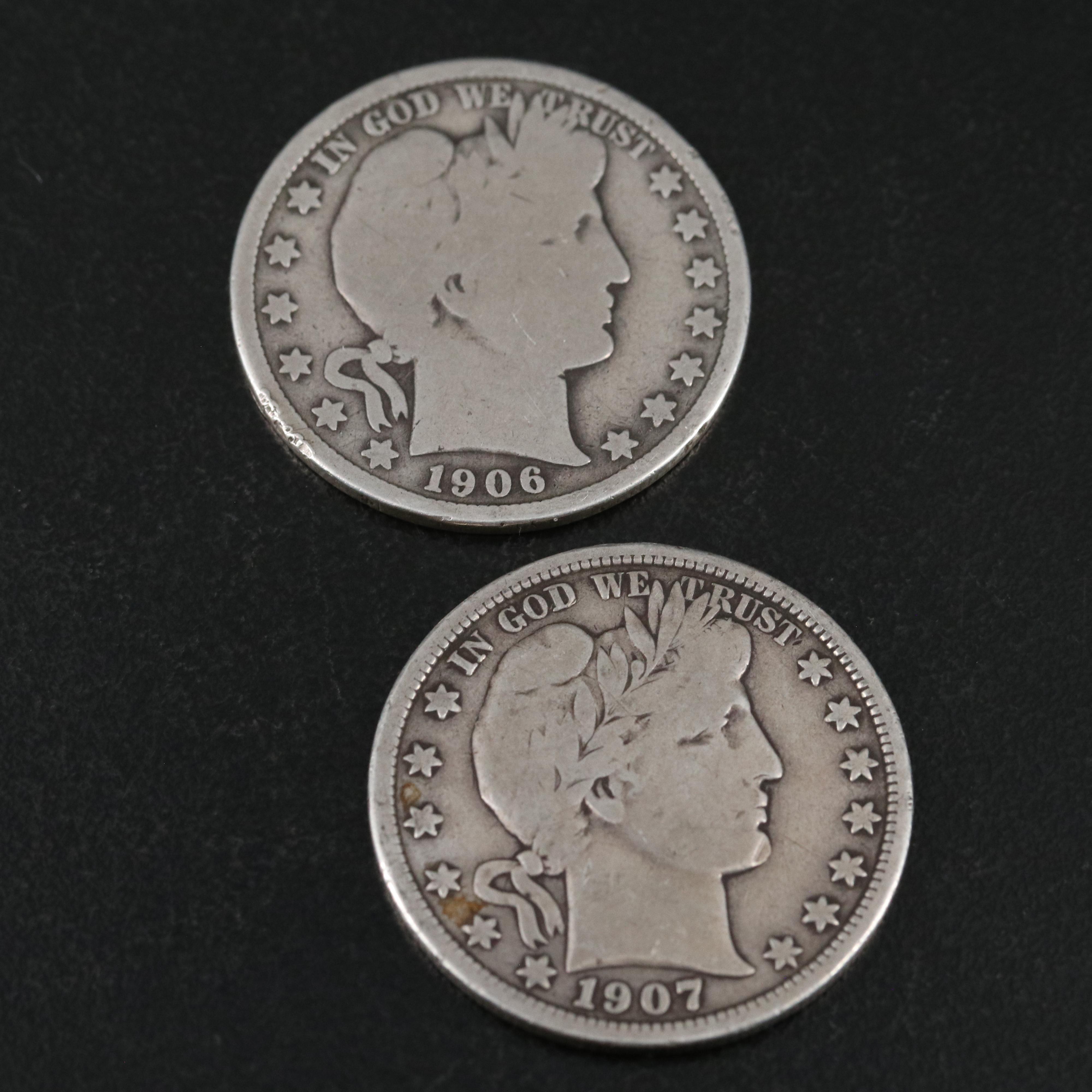 Group of Thirteen U.S. Barber and Walking Liberty Half Dollars