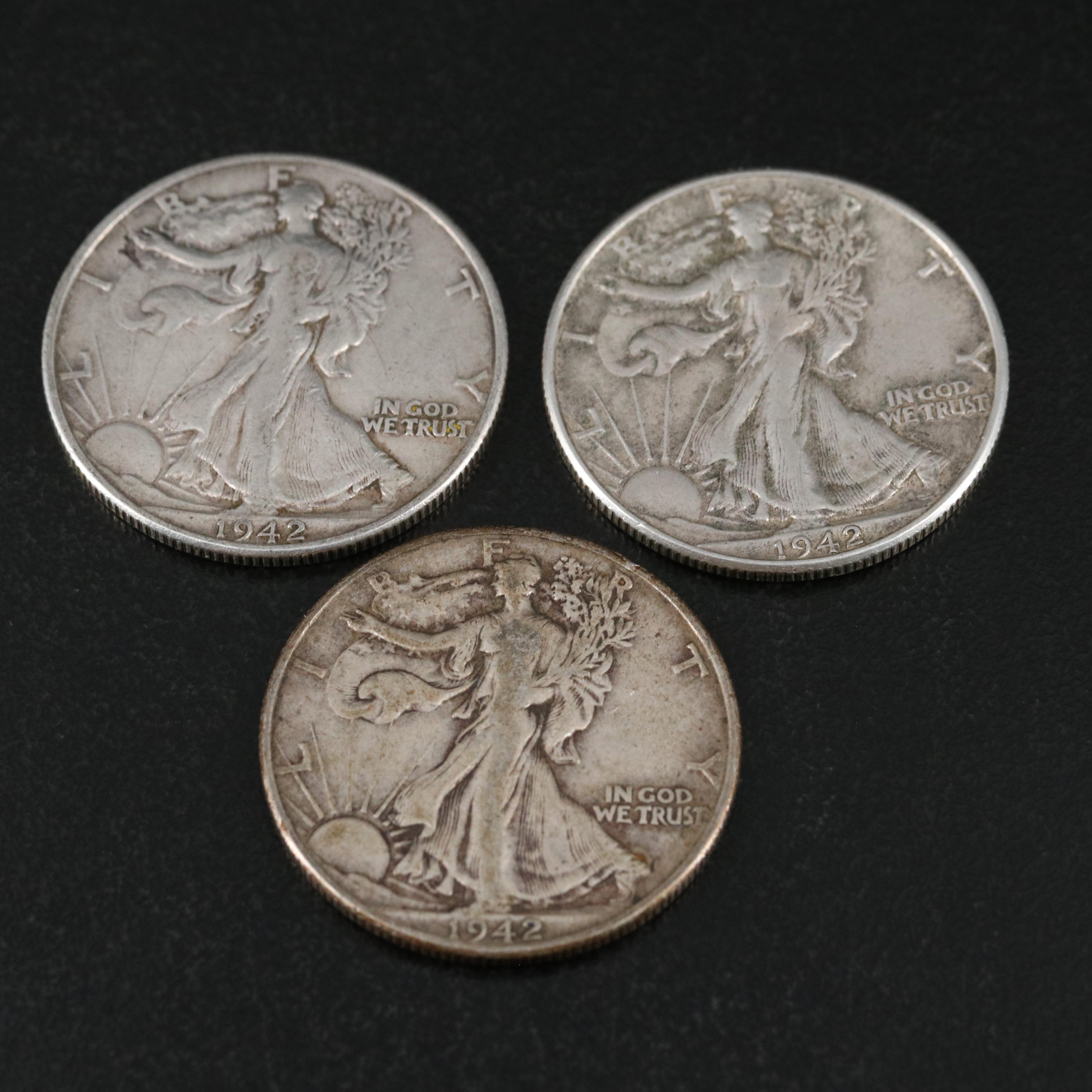 Group of Thirteen U.S. Barber and Walking Liberty Half Dollars