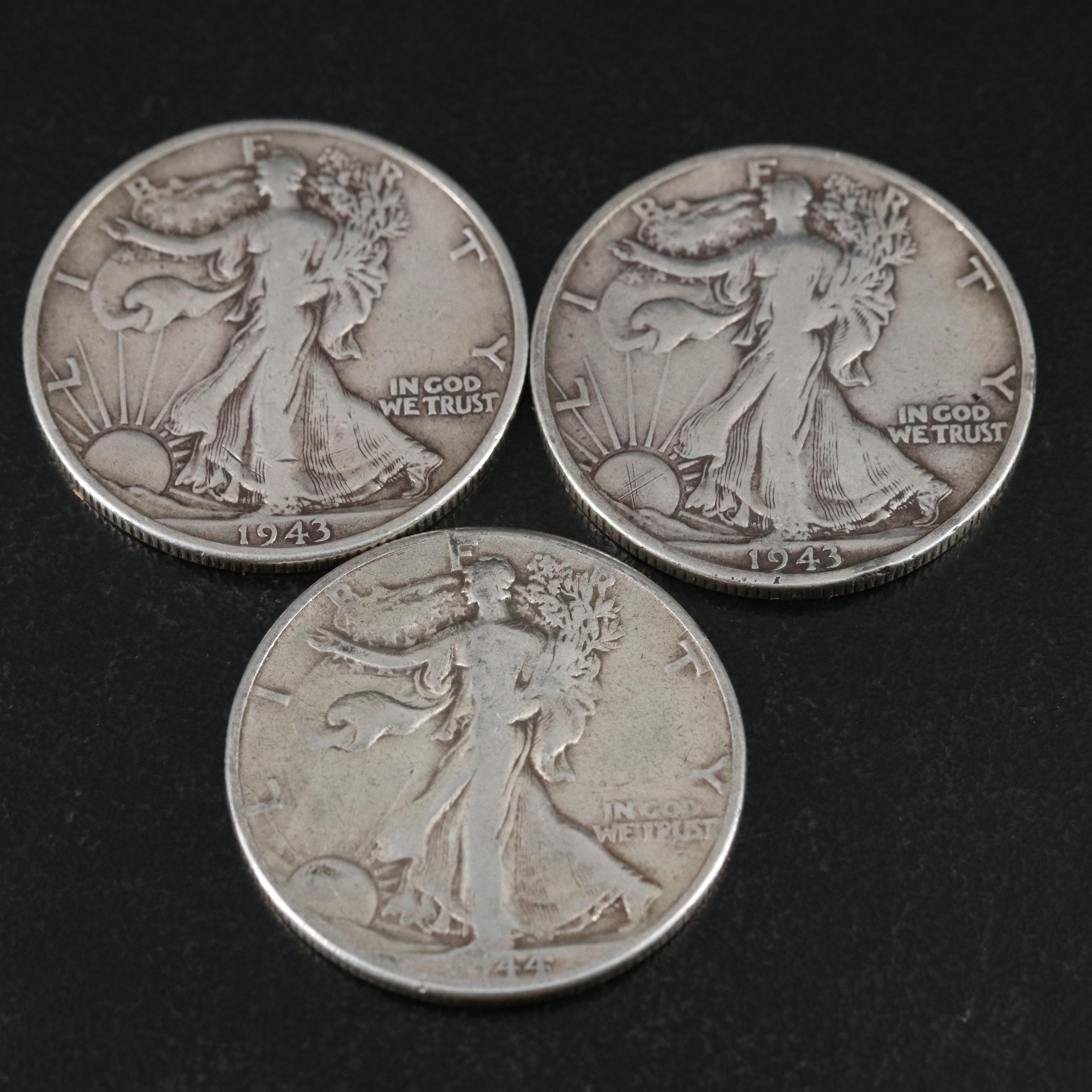 Group of Thirteen U.S. Barber and Walking Liberty Half Dollars