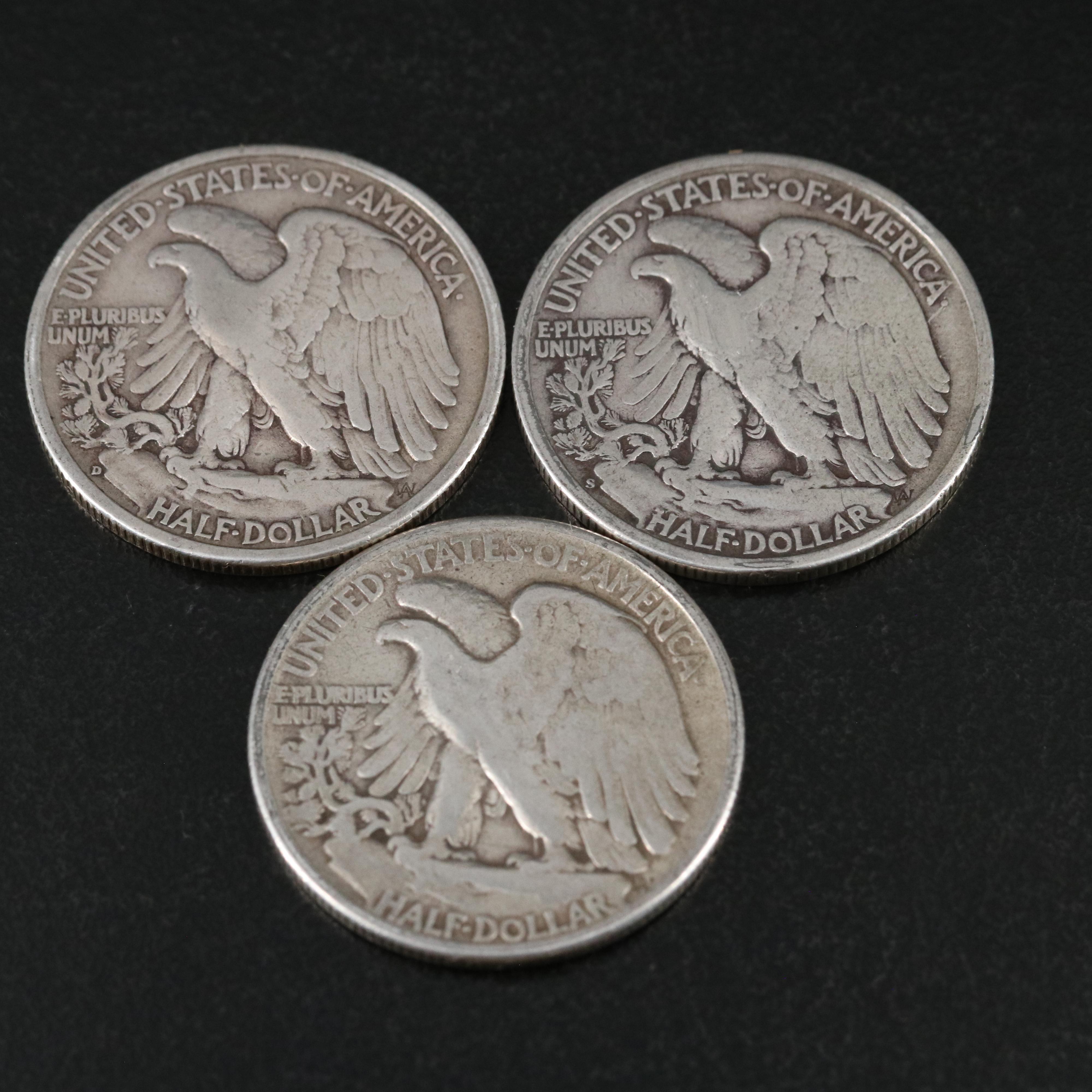 Group of Thirteen U.S. Barber and Walking Liberty Half Dollars