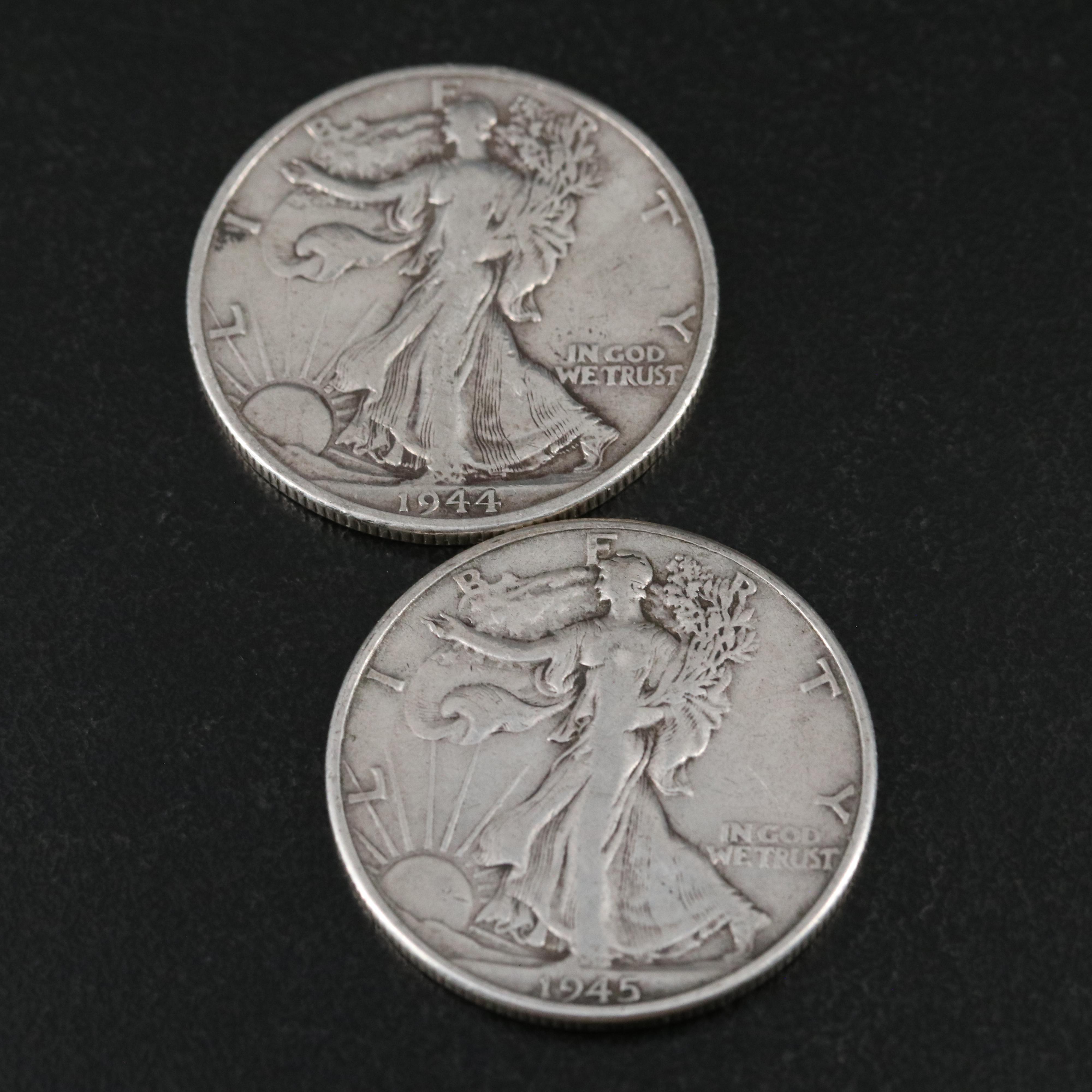 Group of Thirteen U.S. Barber and Walking Liberty Half Dollars