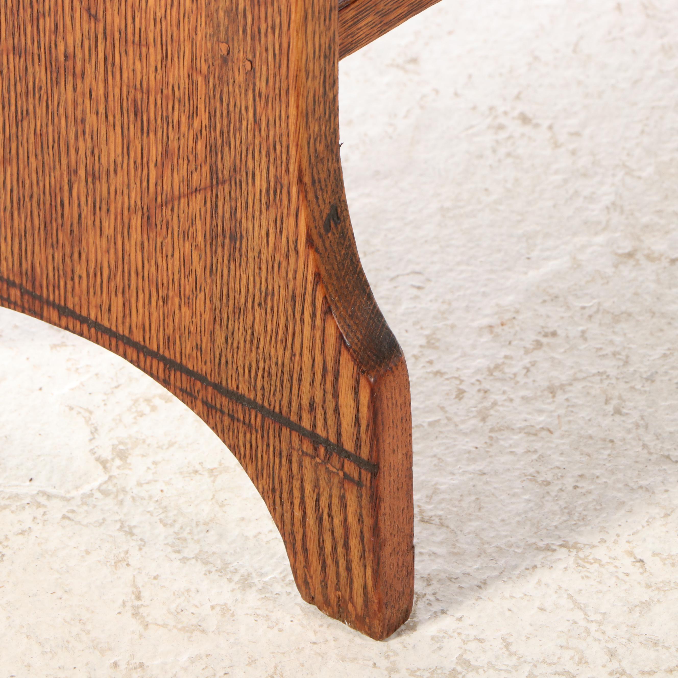 Arts and Crafts Quartersawn Oak and Leaded Glass Secretary Bookcase