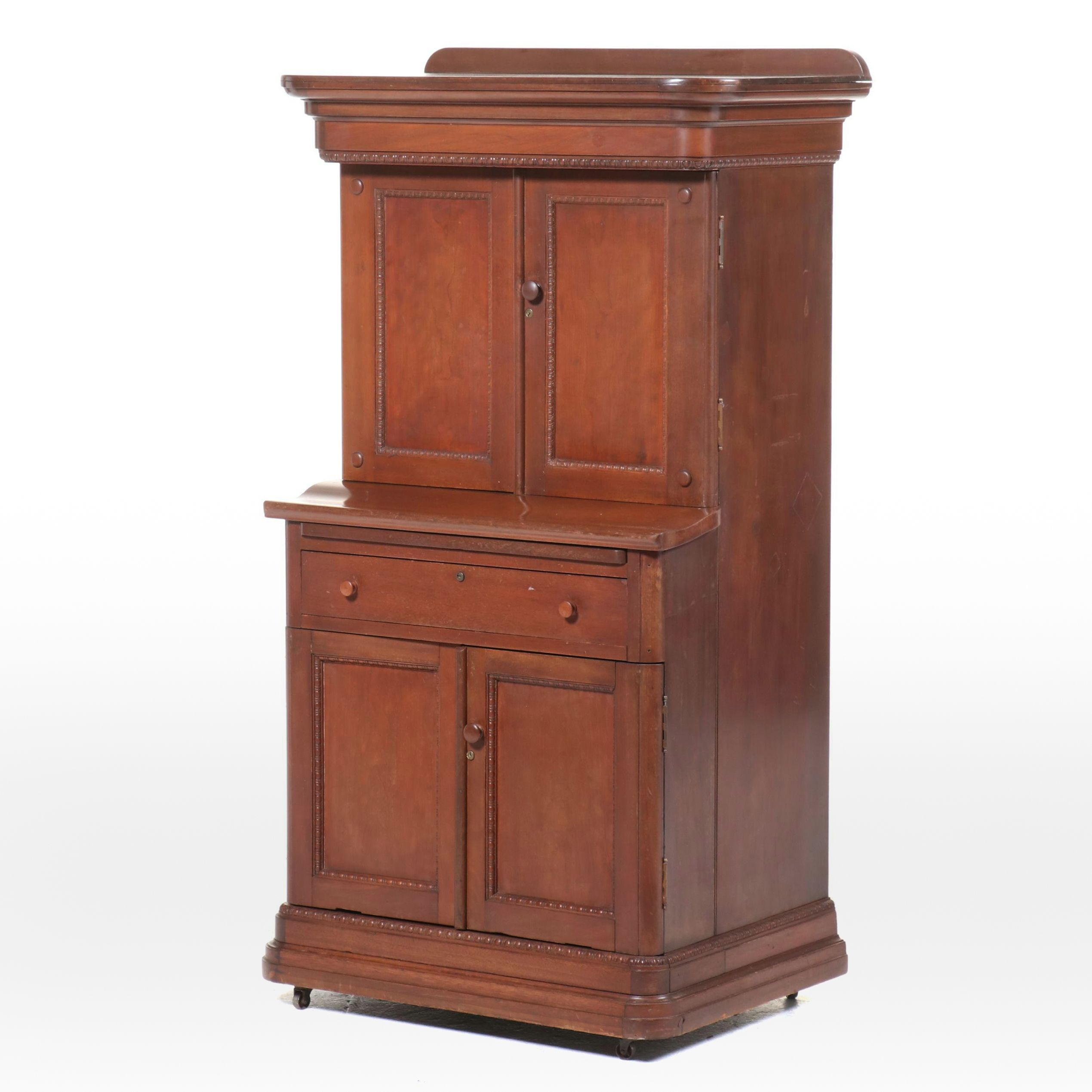 Early American Style Cherry Secretary Desk with Hutch, Early 20th Century