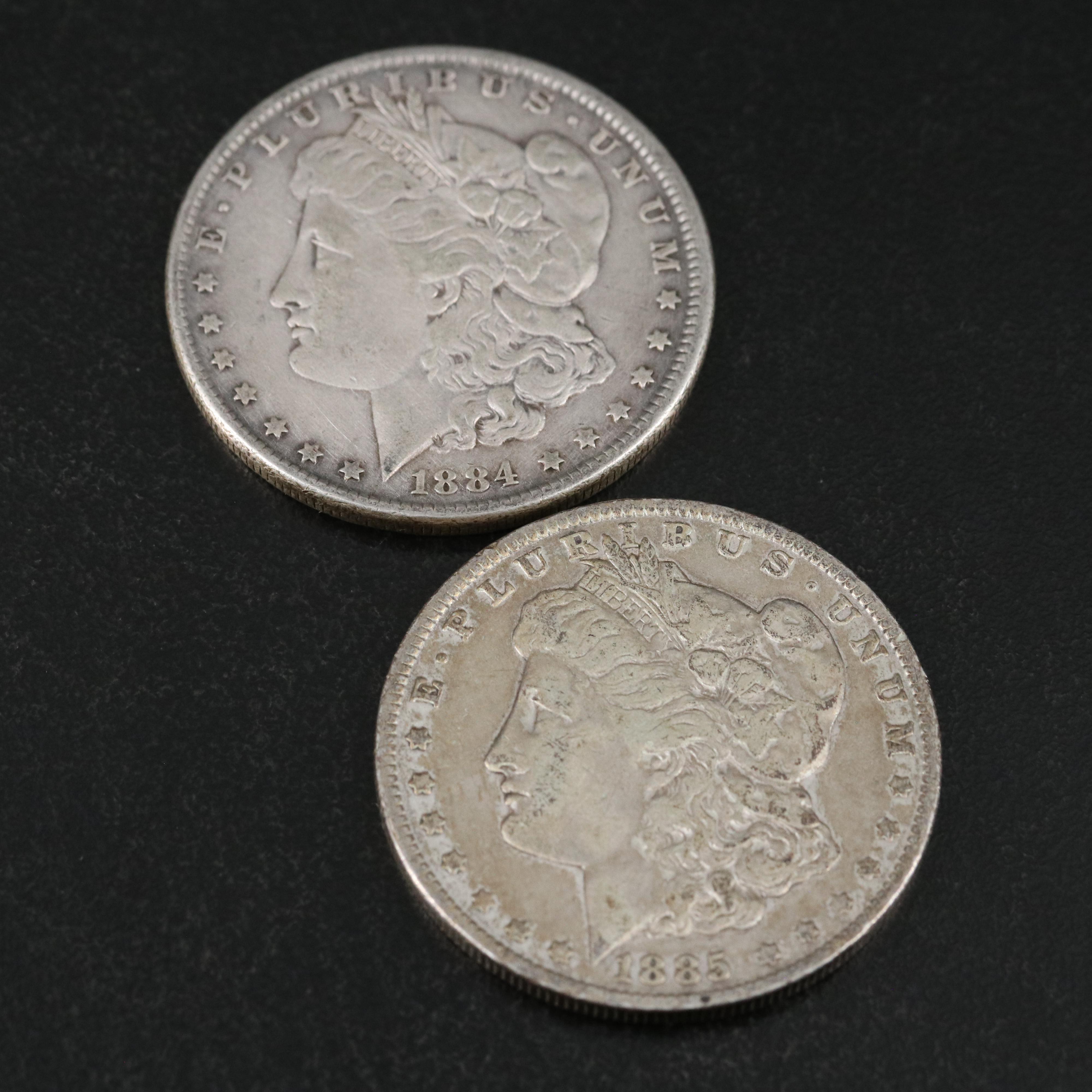 Six U.S. Morgan and Peace Dollars
