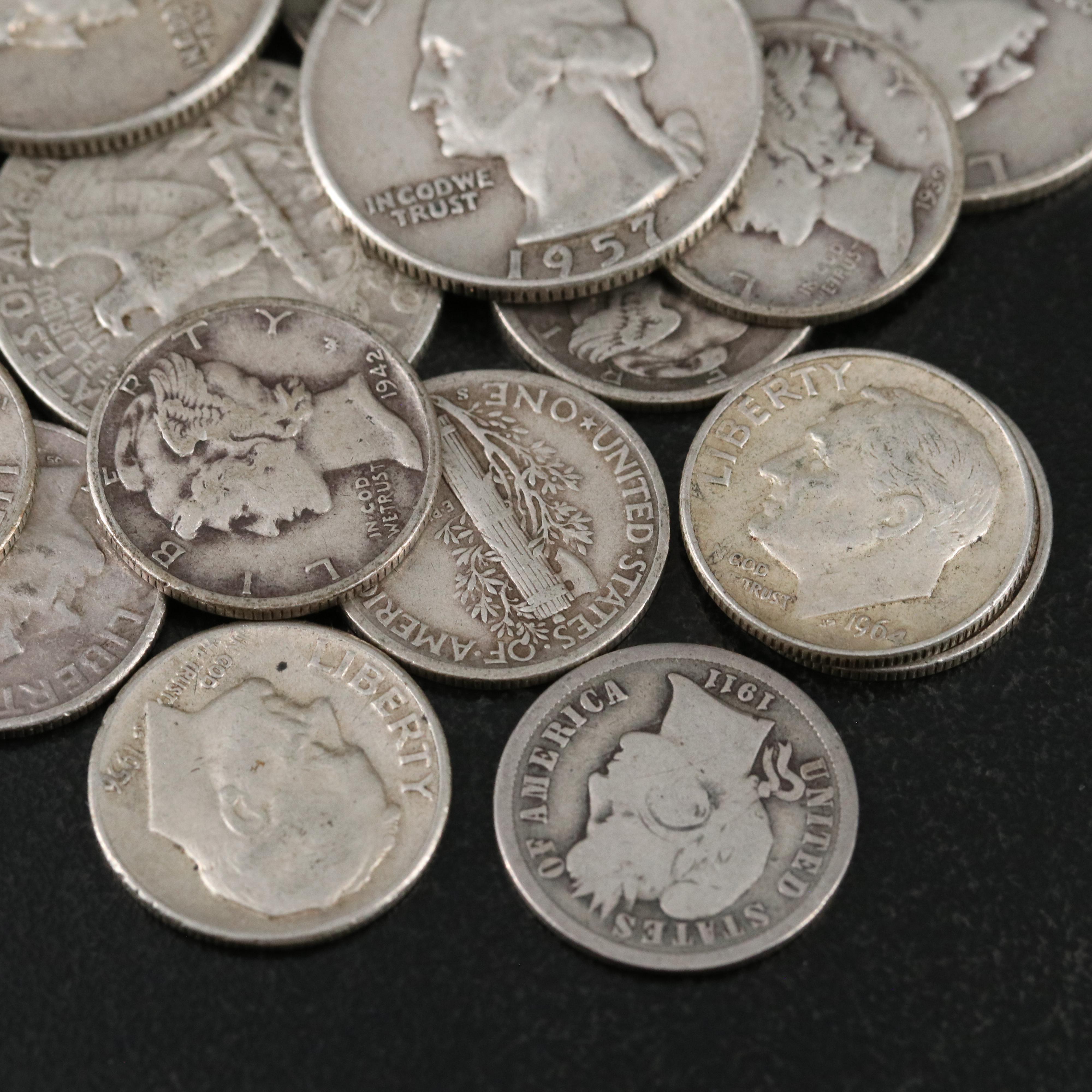 Group of U.S. 90% Silver Dimes and Quarters