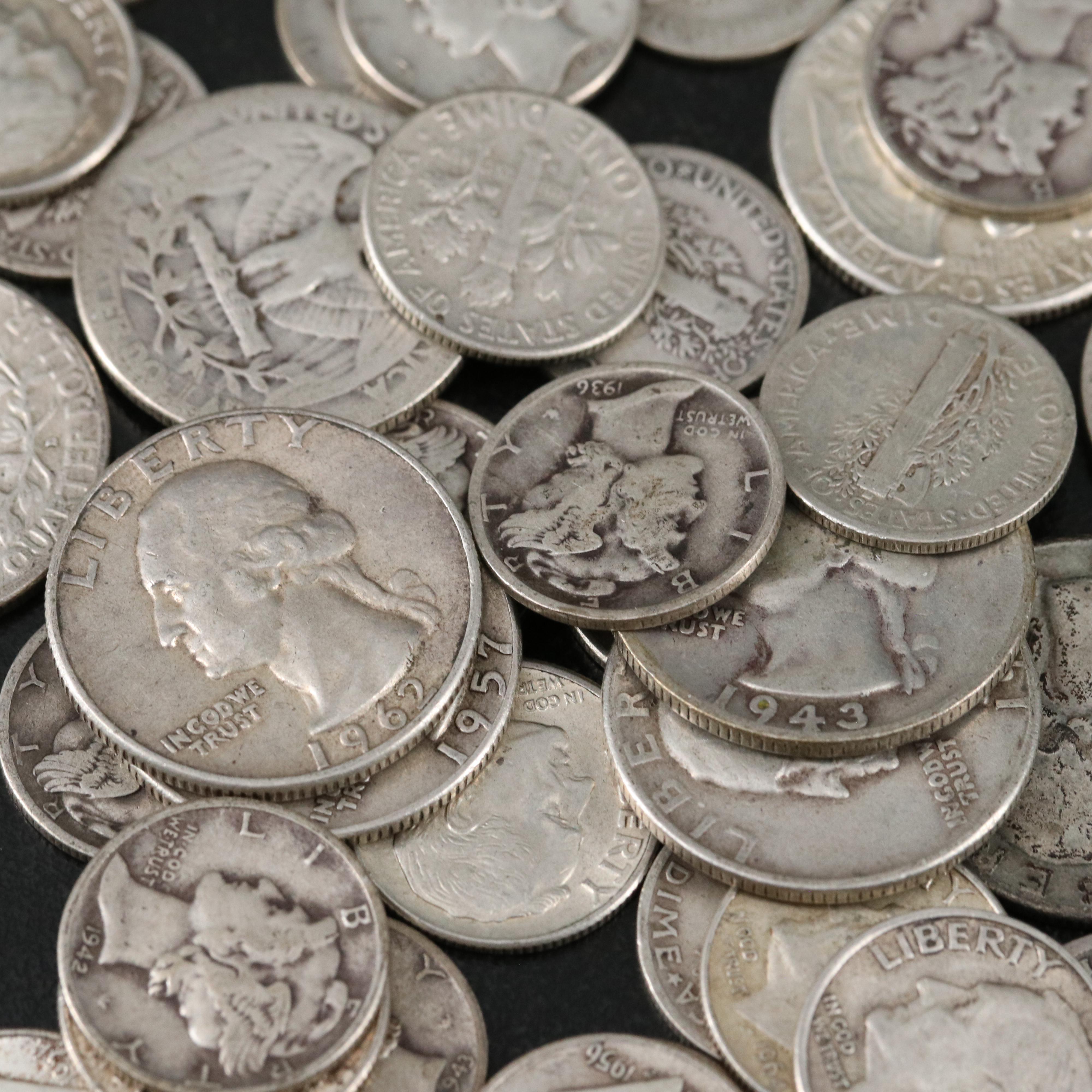 Group of U.S. 90% Silver Dimes and Quarters