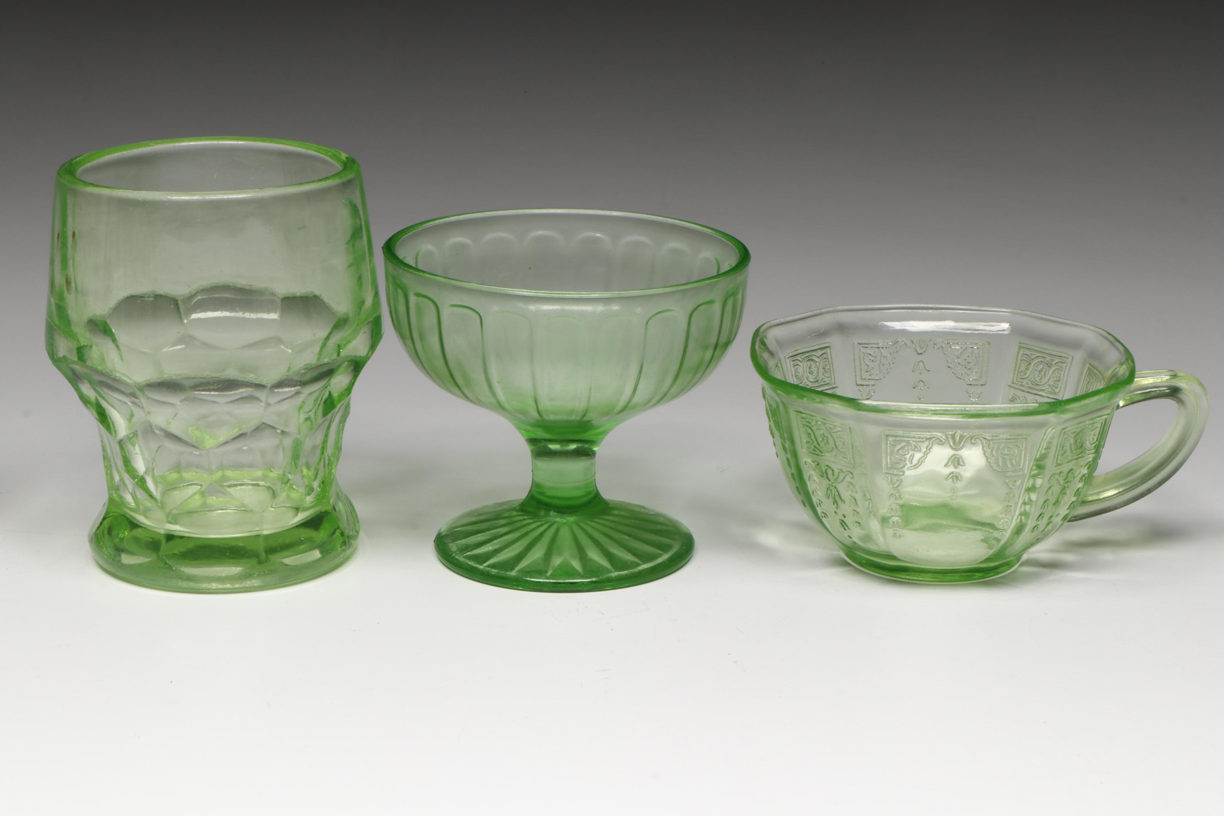 Anchor Hocking "Roulette Green" and "Princess Green" with Other Tableware