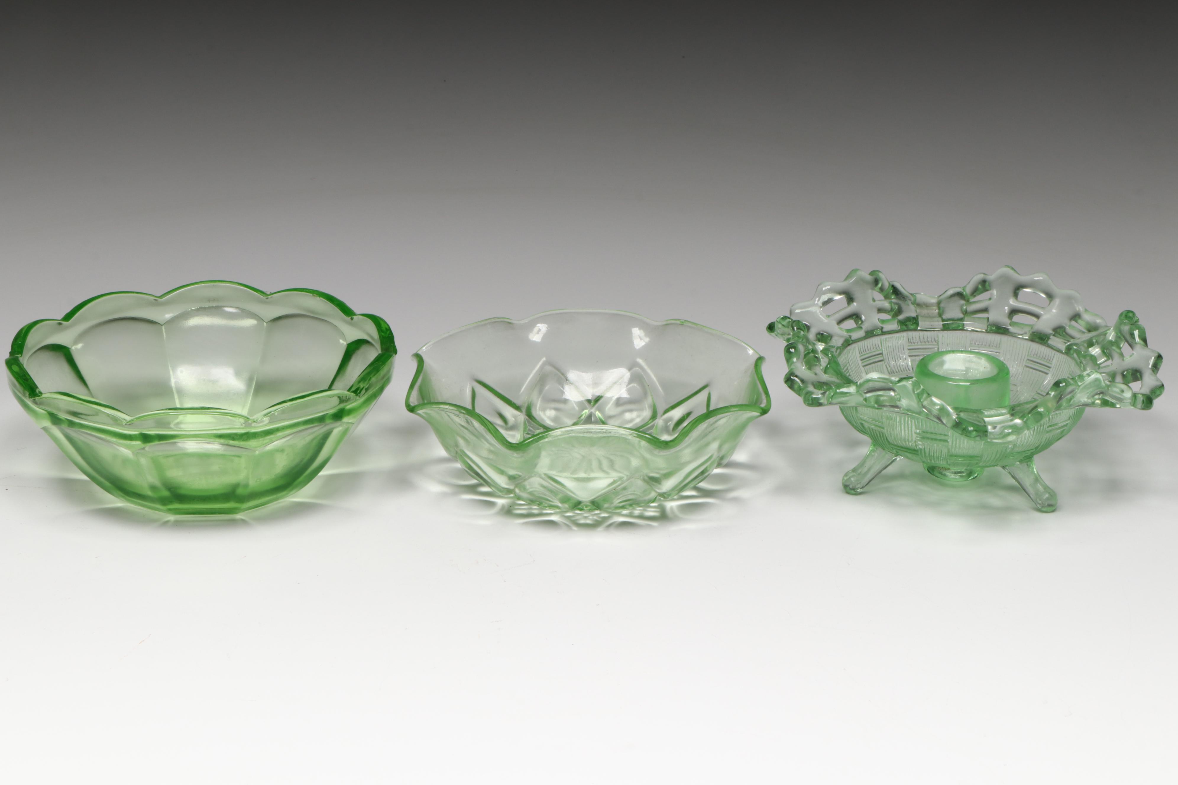 Anchor Hocking "Roulette Green" and "Princess Green" with Other Tableware