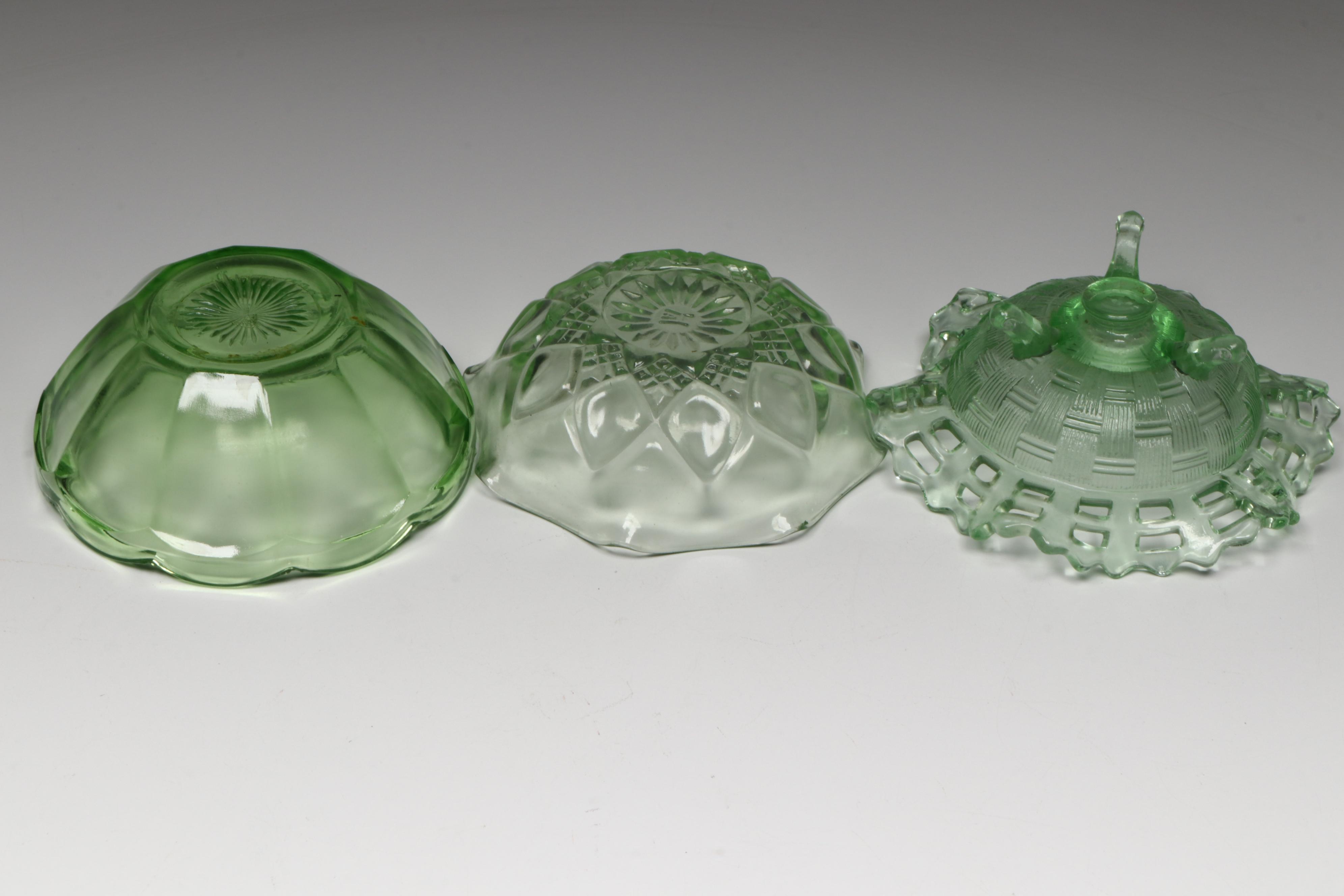 Anchor Hocking "Roulette Green" and "Princess Green" with Other Tableware