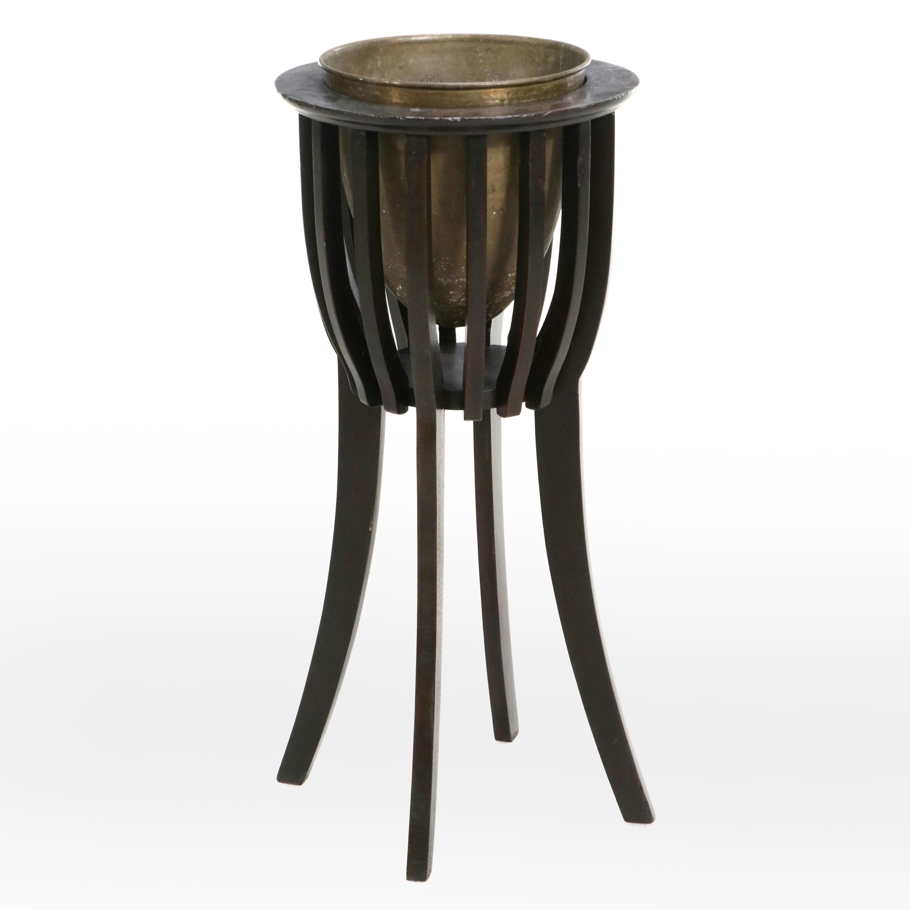 Sheboygan Lakeside Craft Shop Jardinière Stand with Brass Planter