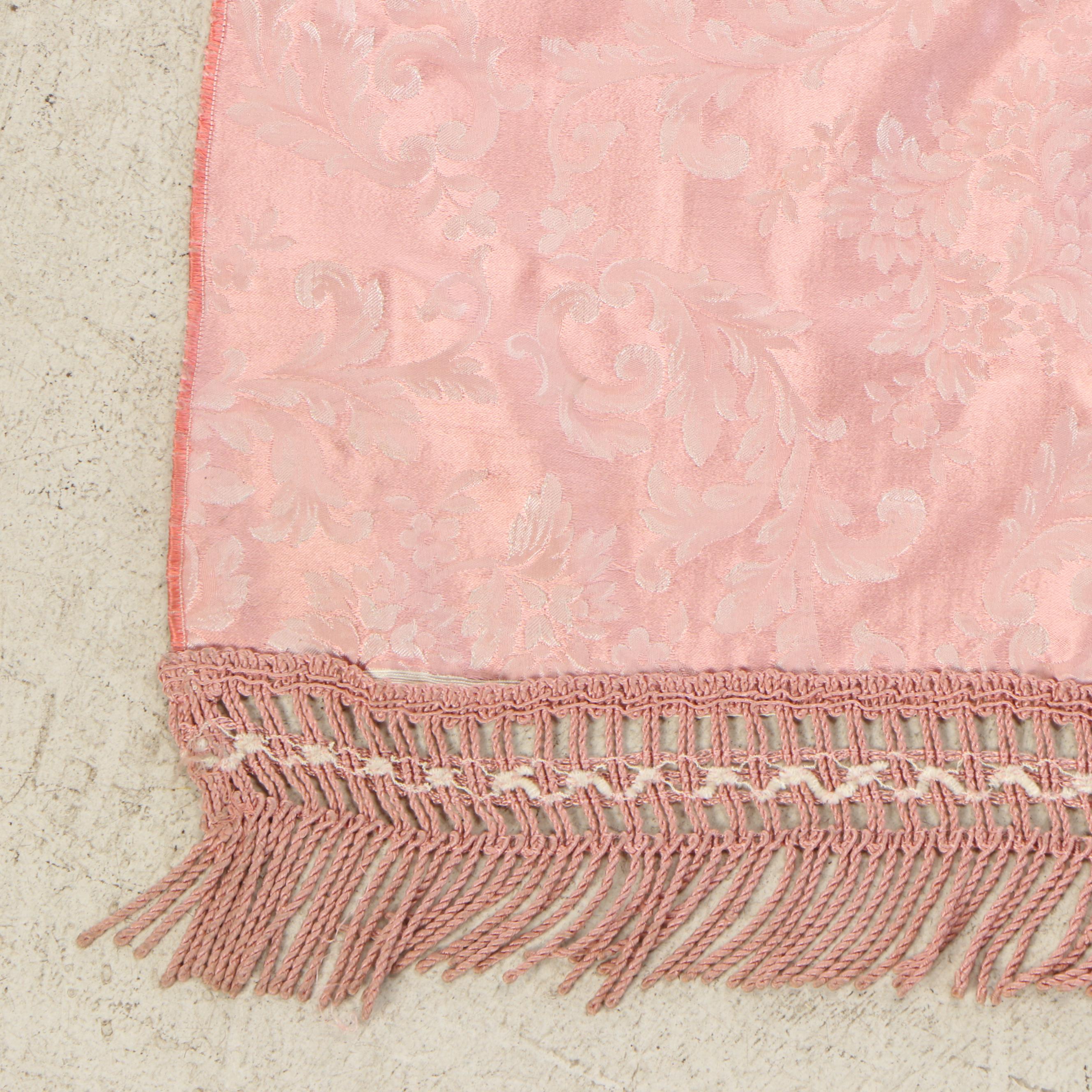 Pink Satin Damask Bedspread with Fancy Twist Cord Trim