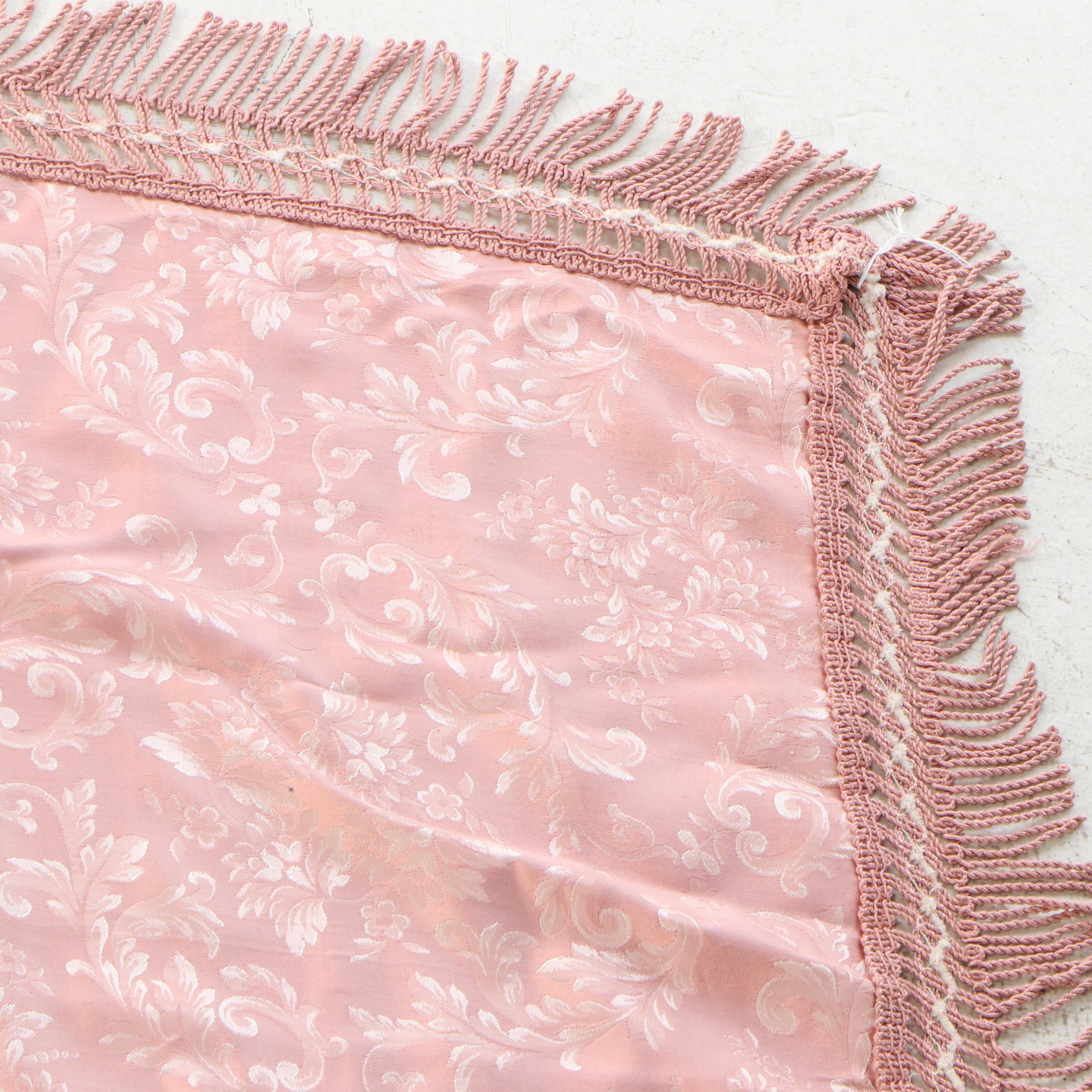 Pink Satin Damask Bedspread with Fancy Twist Cord Trim