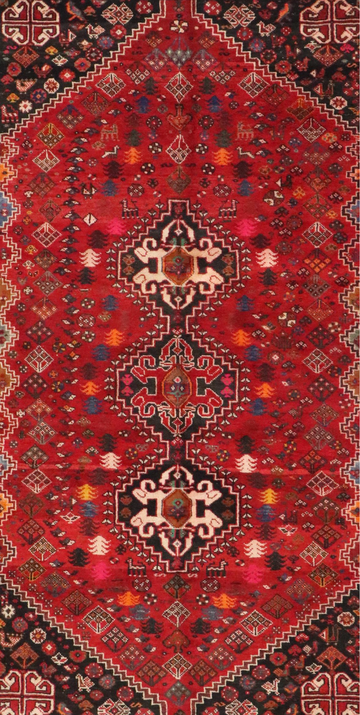 4'1 x 8' Hand-Knotted Persian Qashqai Area Rug