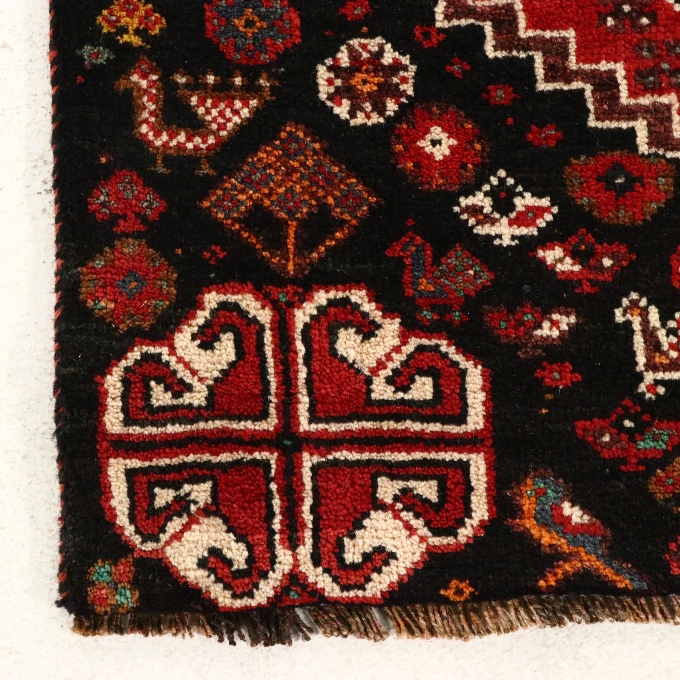 4'1 x 8' Hand-Knotted Persian Qashqai Area Rug