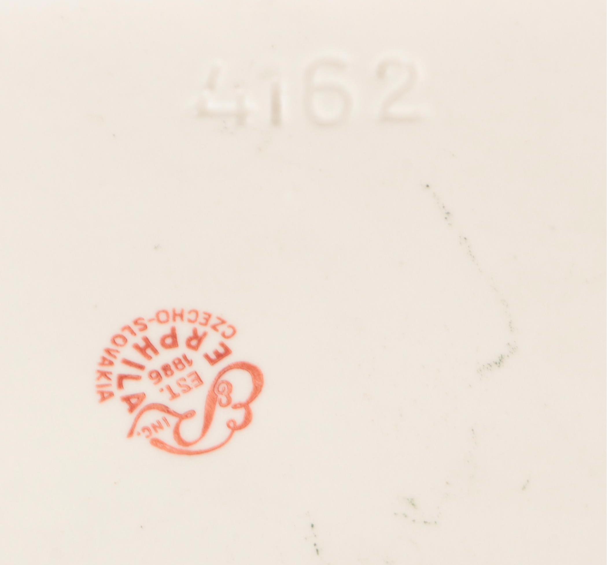 Erphila Porcelain Art Deco Style Candle Holders and Bowl Centerpiece Set