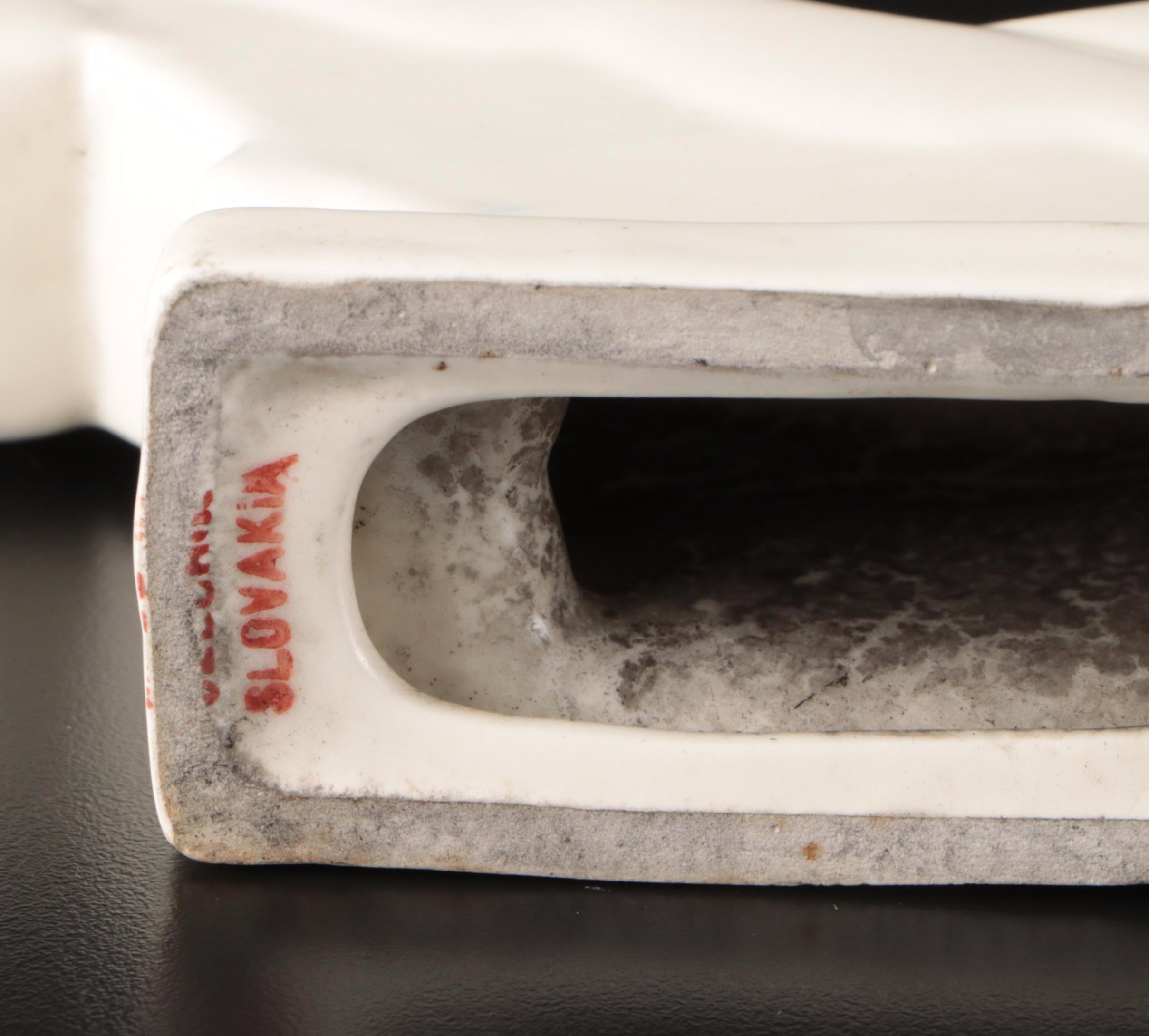 Erphila Porcelain Art Deco Style Candle Holders and Bowl Centerpiece Set