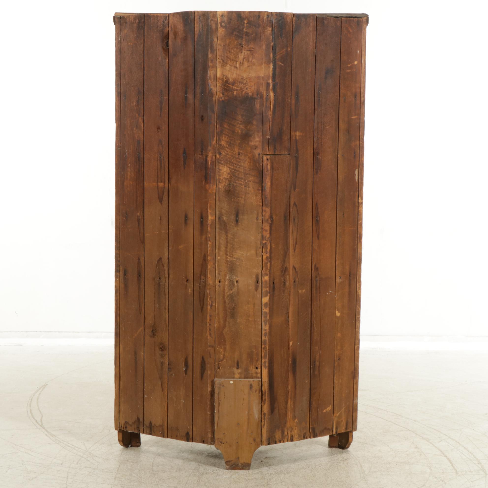 American Primitive Cherry Corner Cabinet, 19th Century