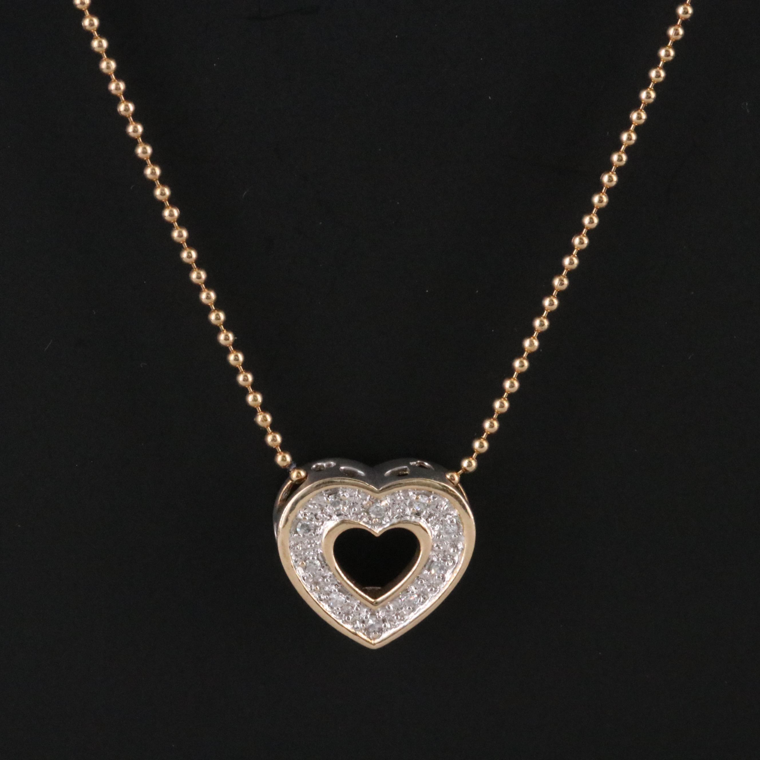 14K 0.10 CTW Diamond Heart Pendant Necklace