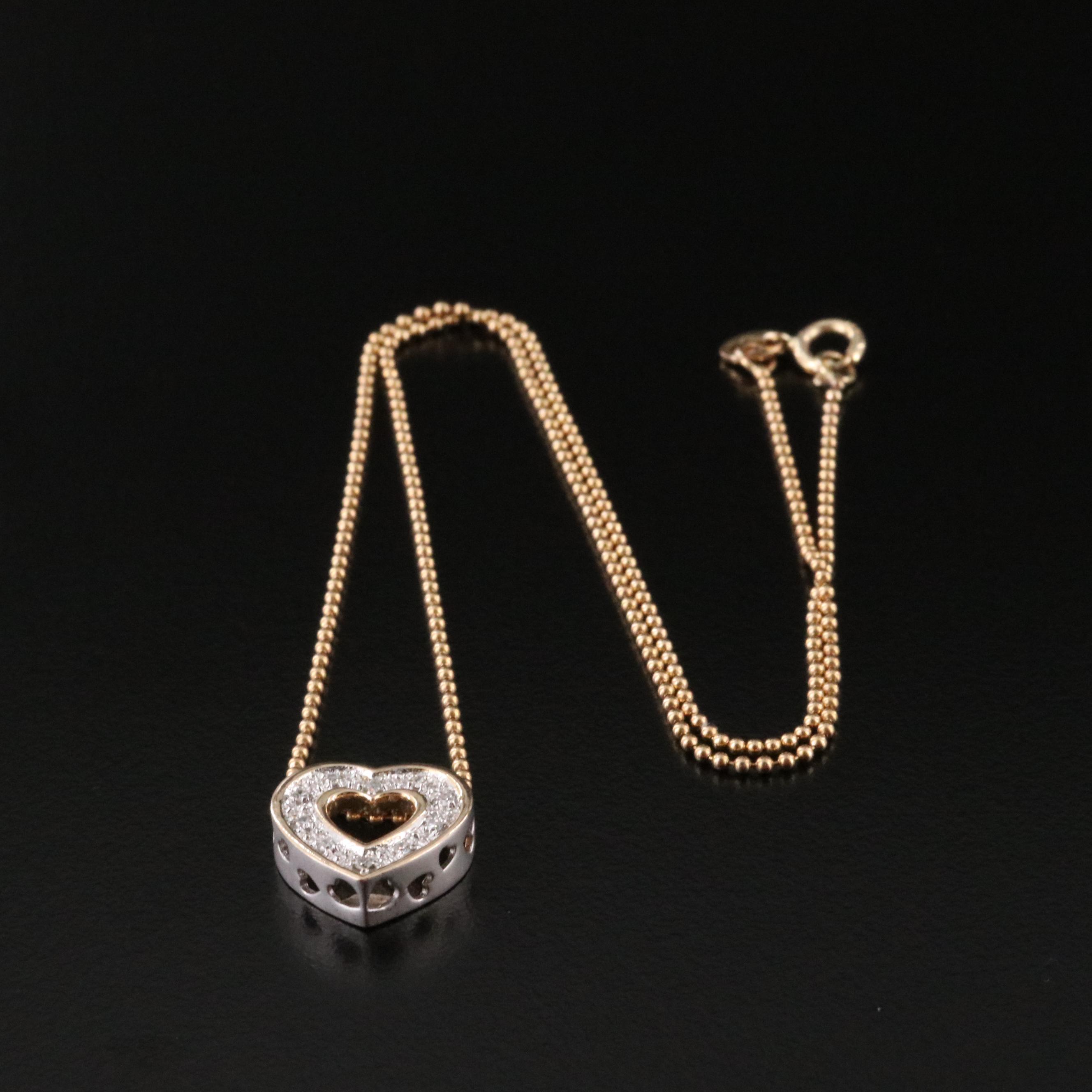 14K 0.10 CTW Diamond Heart Pendant Necklace