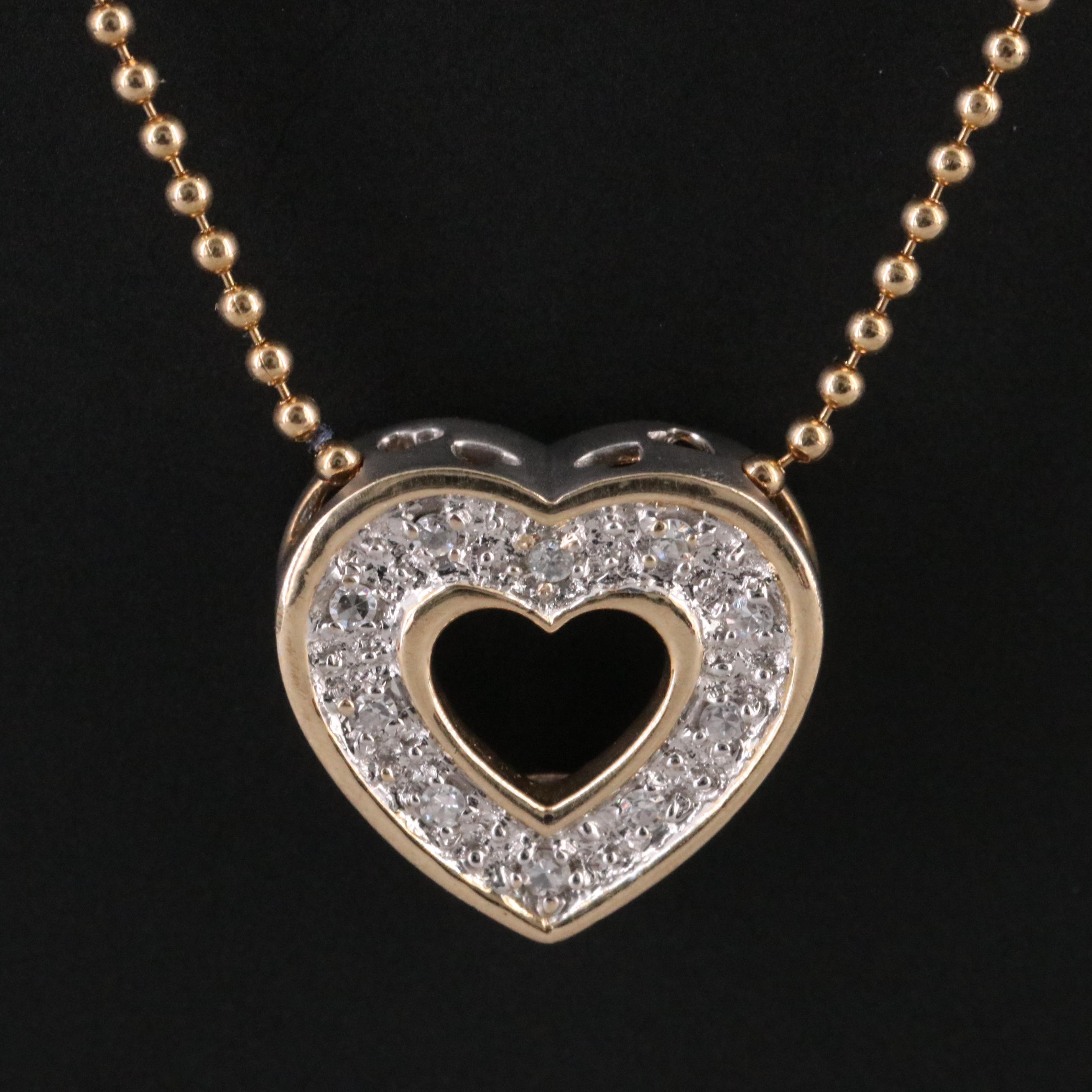 14K 0.10 CTW Diamond Heart Pendant Necklace