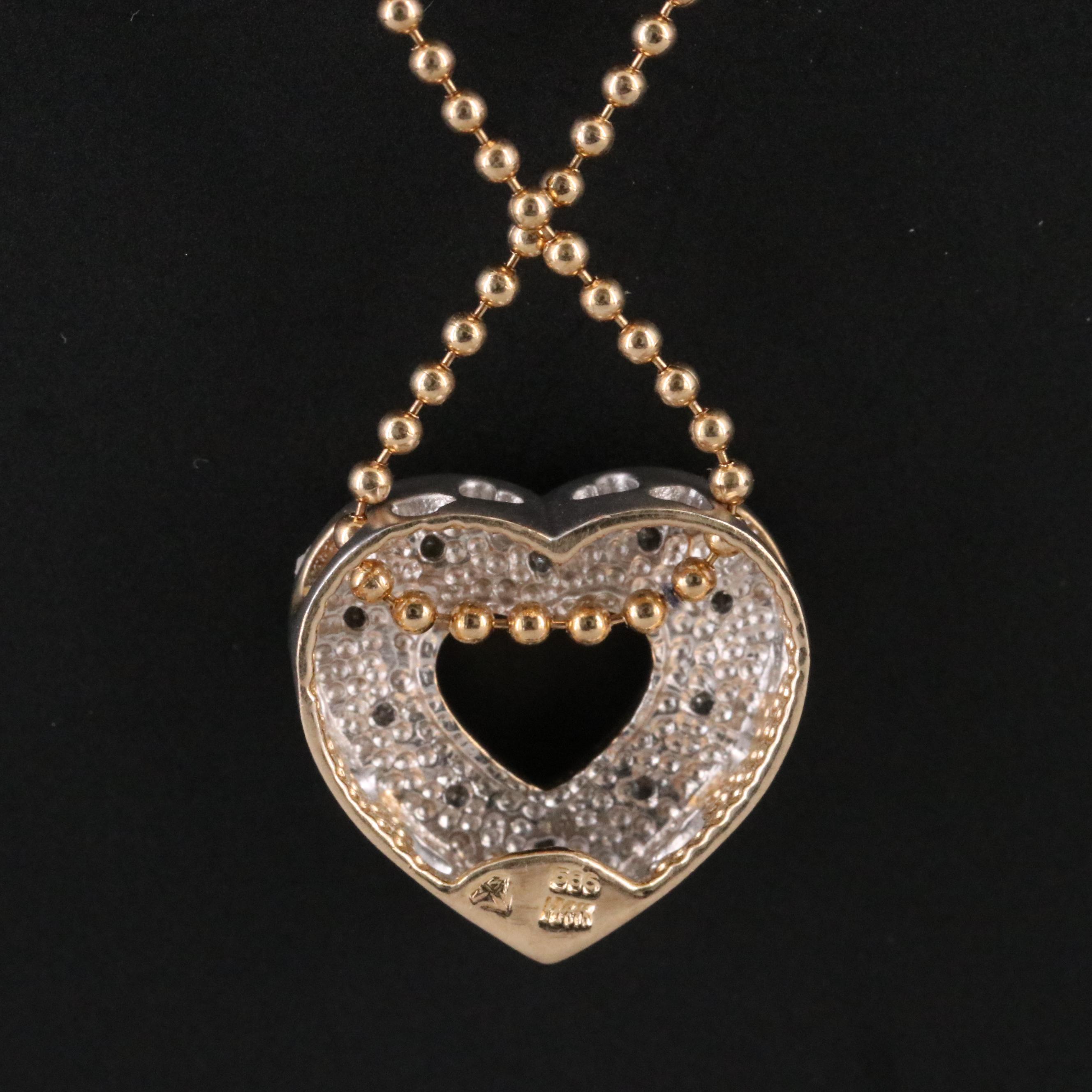 14K 0.10 CTW Diamond Heart Pendant Necklace