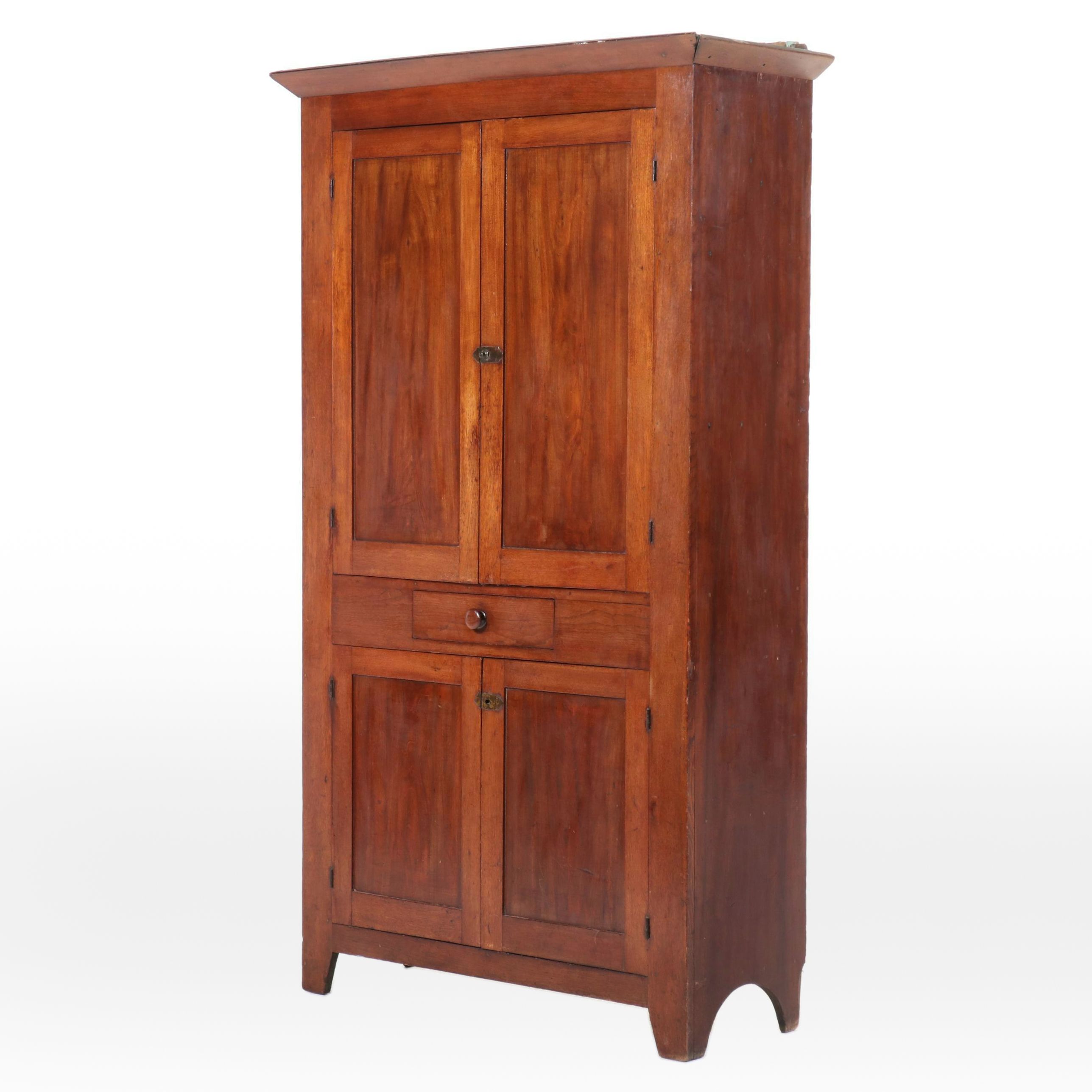 American Primitive Walnut and Poplar Flat-Wall Cupboard, 19th Century