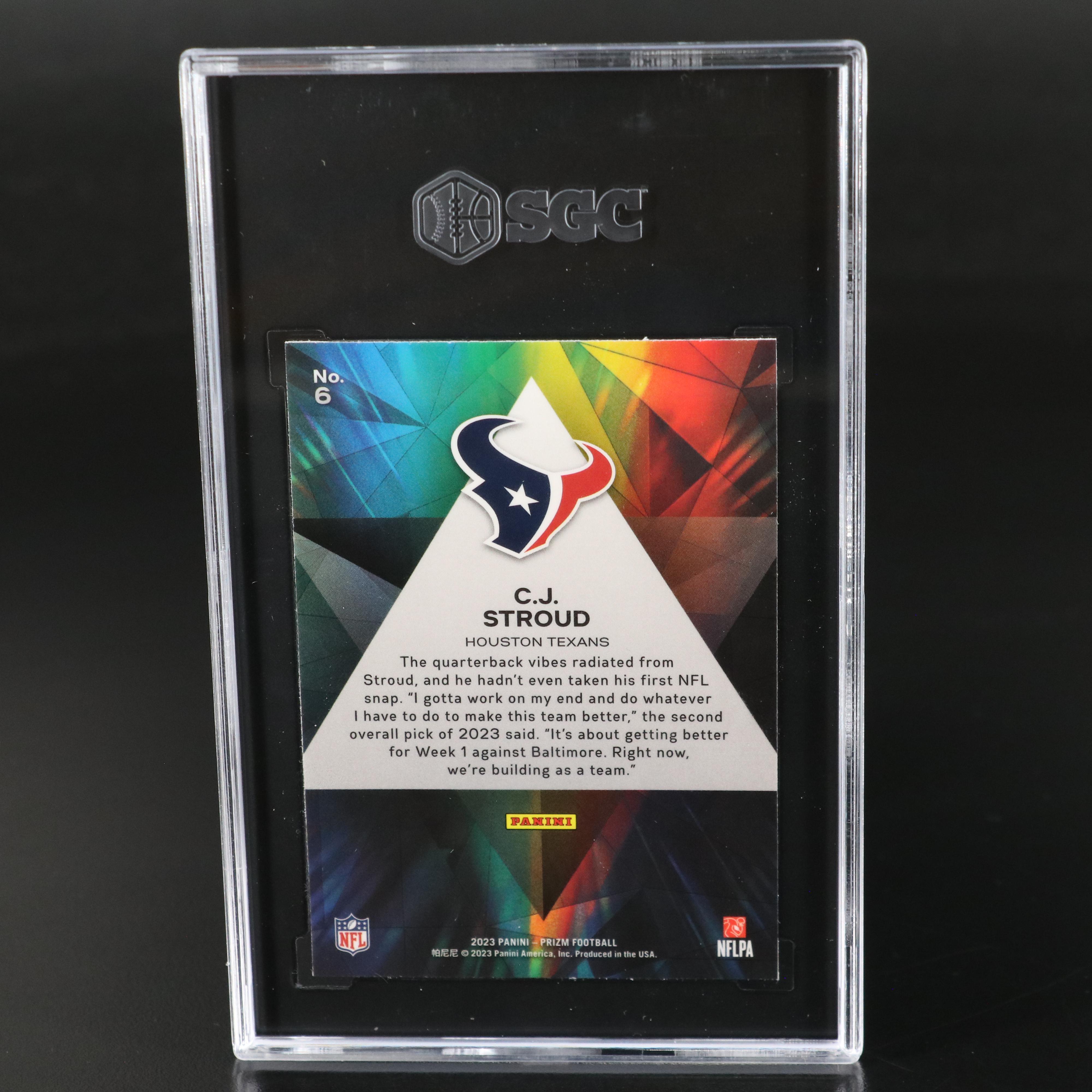2023 Prizm C.J. Stroud Houston Texans Prizmatic Rookie Card Graded SGC 10