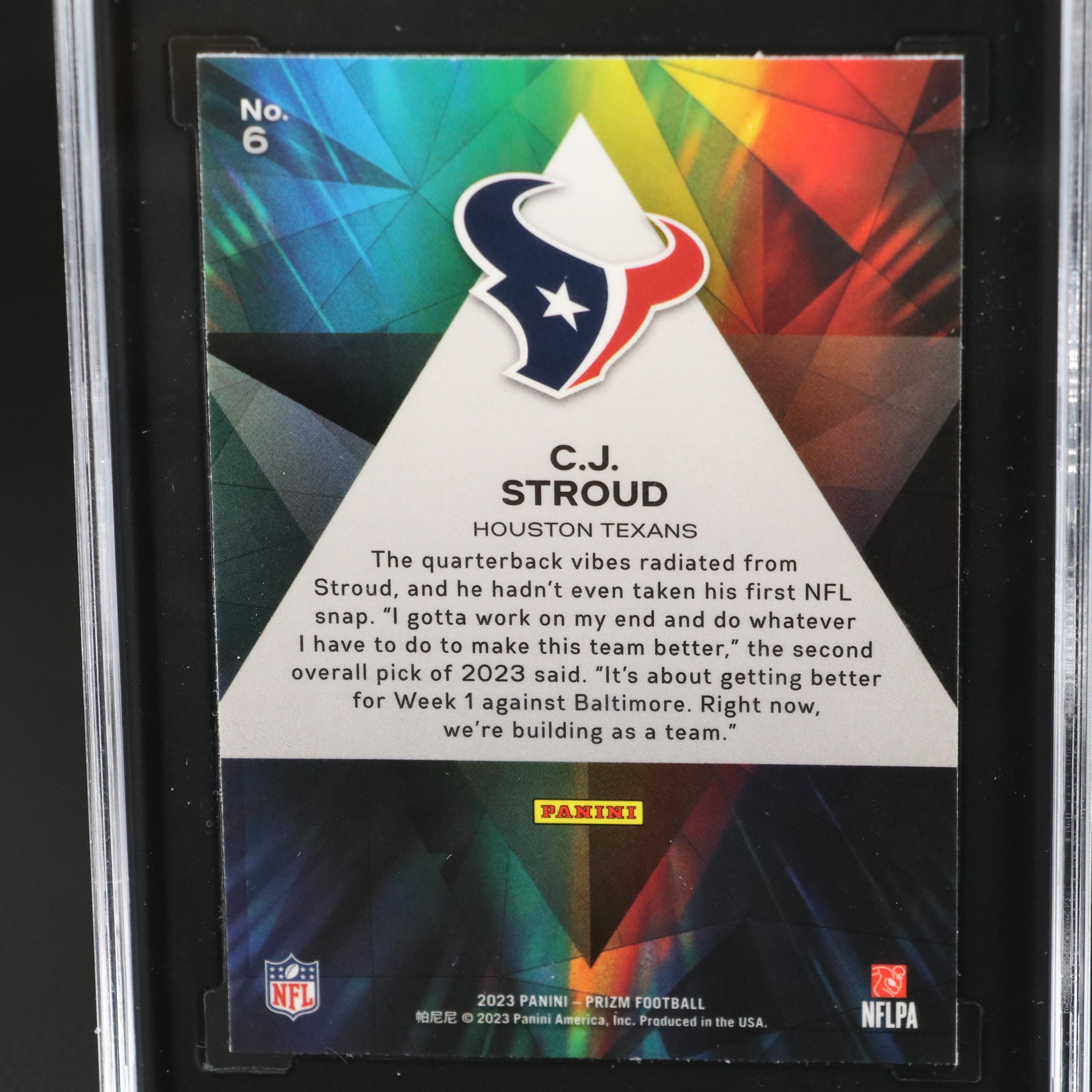 2023 Prizm C.J. Stroud Houston Texans Prizmatic Rookie Card Graded SGC 10