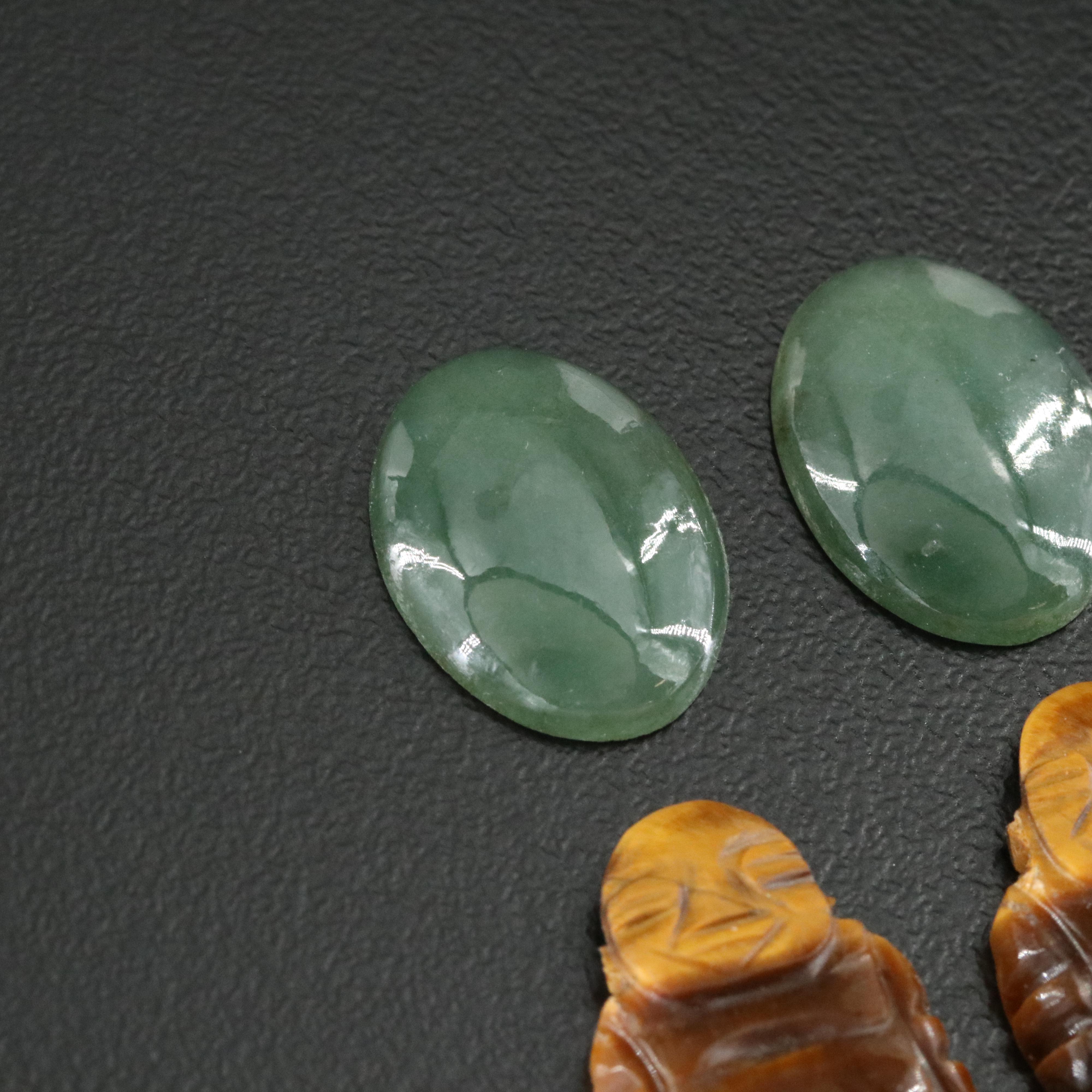 Loose Tiger's Eye and Jadeite Lot