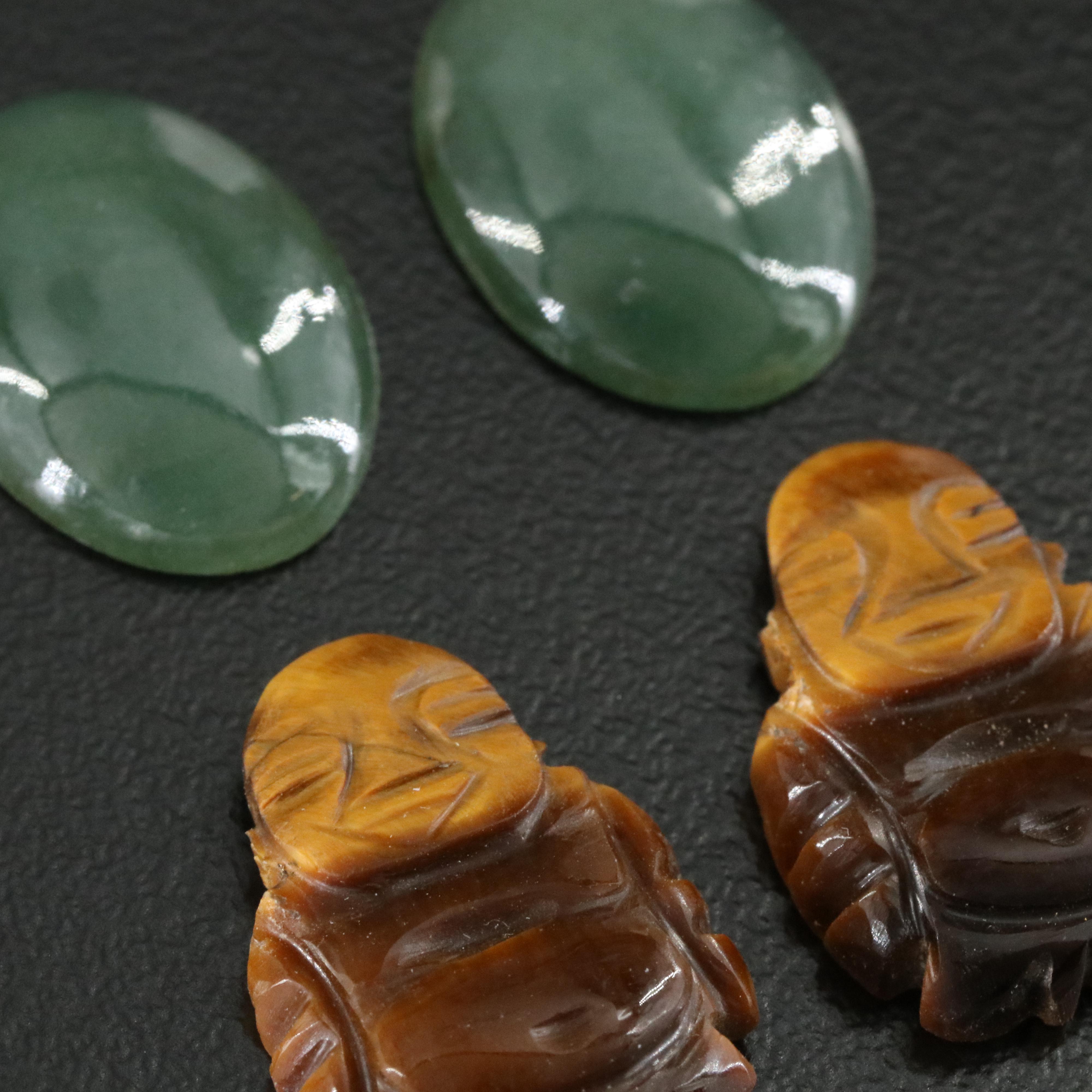 Loose Tiger's Eye and Jadeite Lot