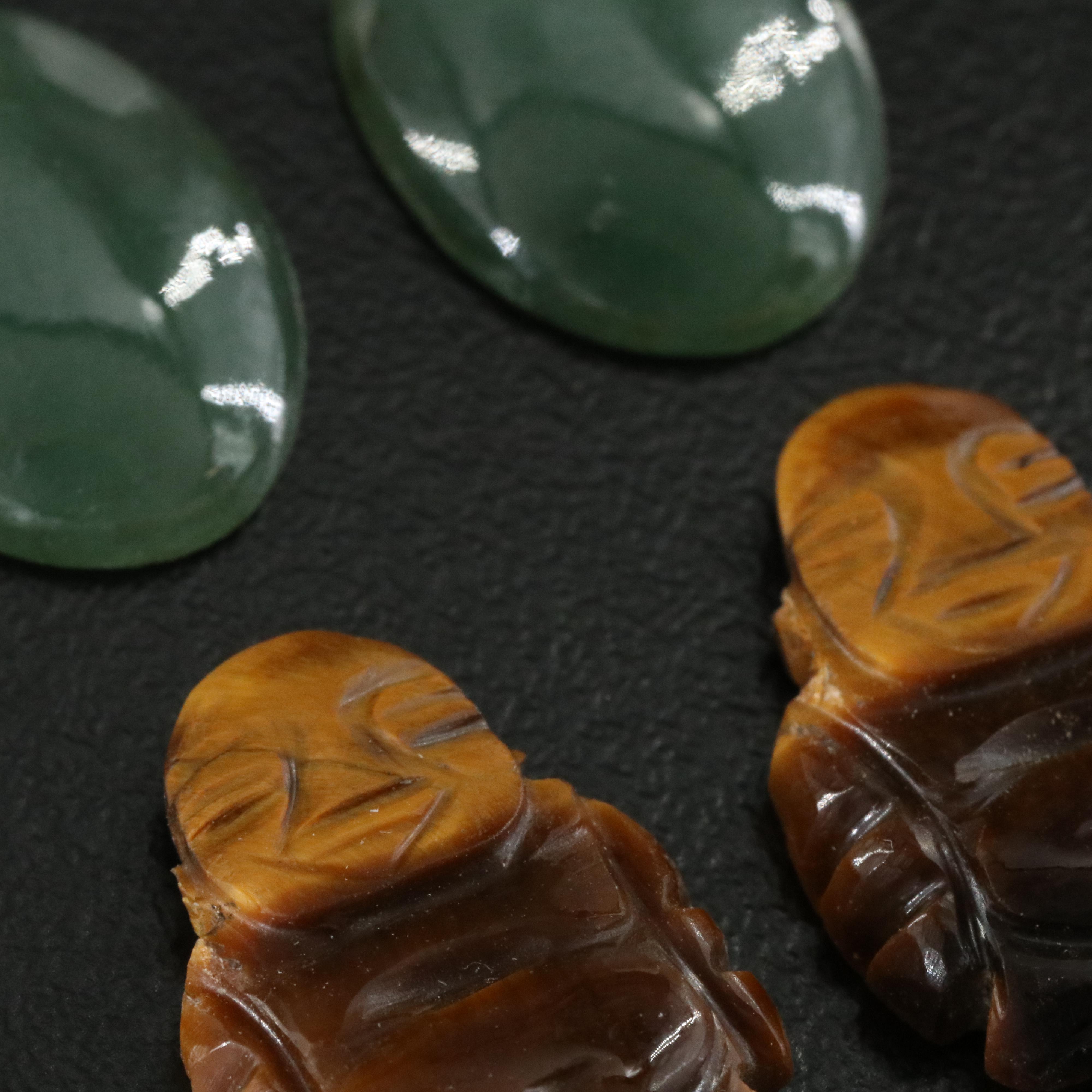Loose Tiger's Eye and Jadeite Lot