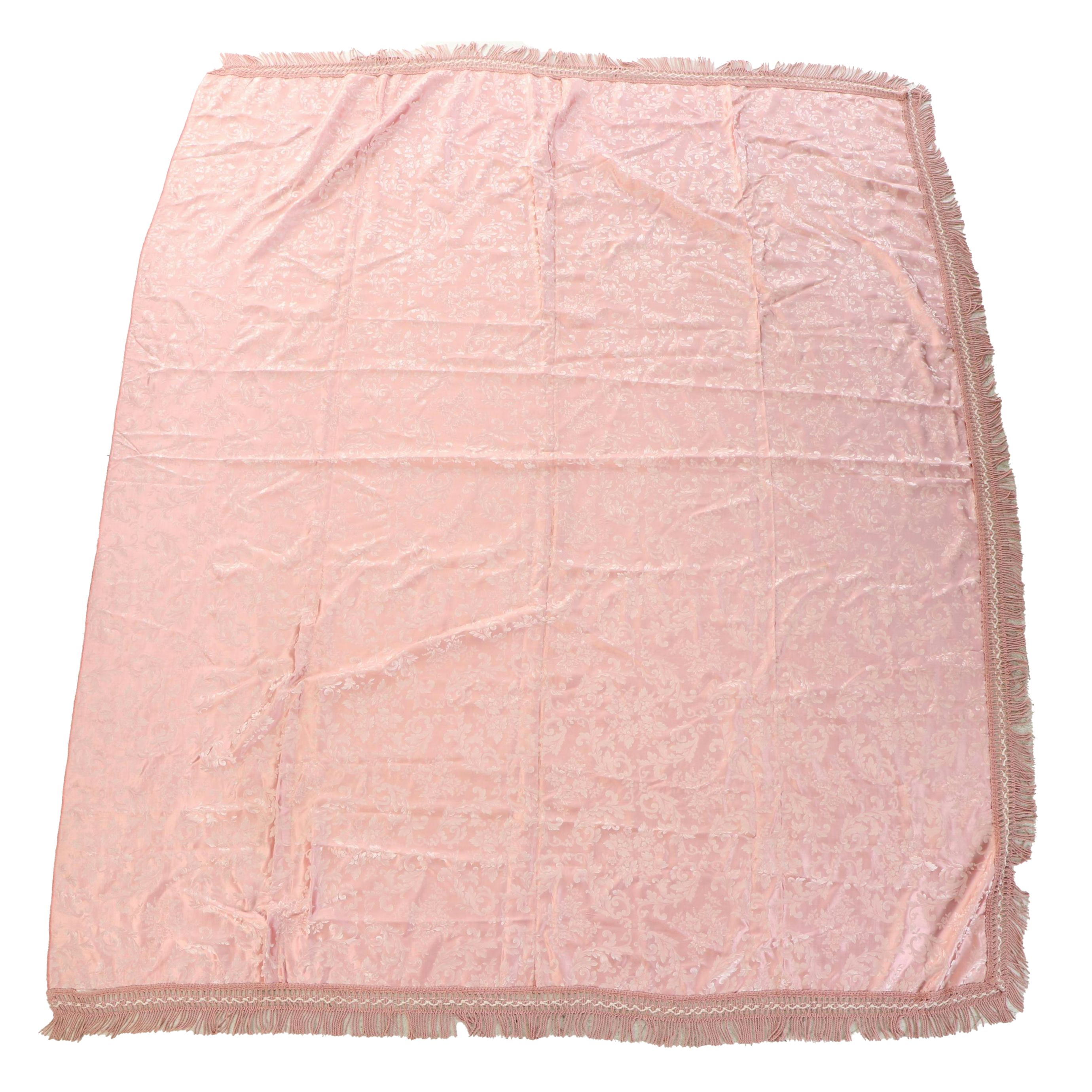 Pink Satin Damask Bedspread with Fancy Twist Cord Trim