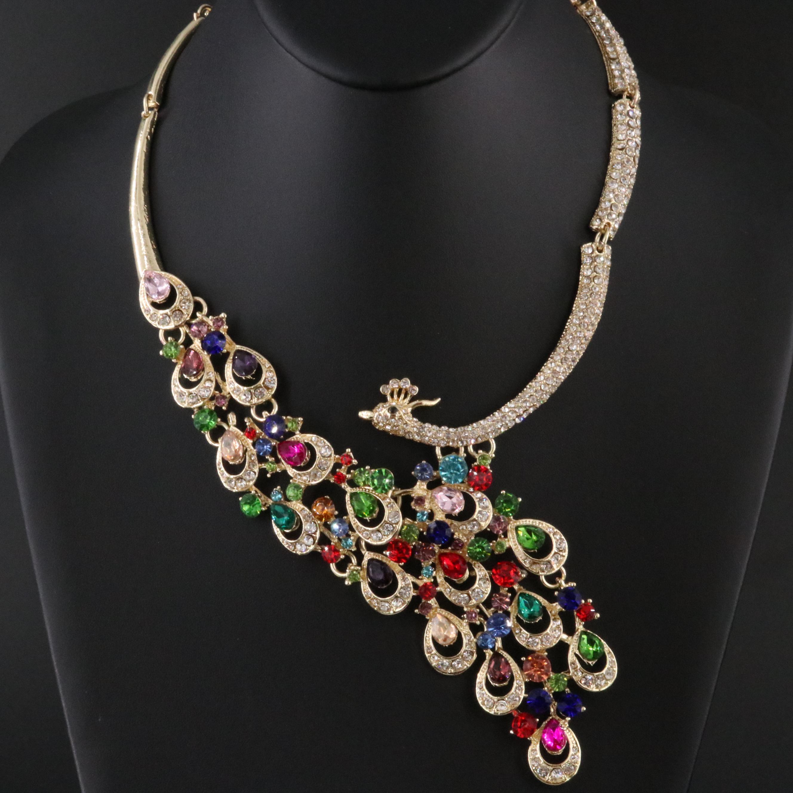 Rhinestone Peacock Necklace