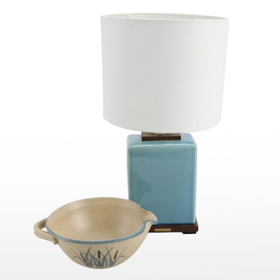 Ralph Lauren Blue Ceramic Table Lamp with Art Pottery Ralph Lauren Blue Ceramic Table Lamp with Art Pottery