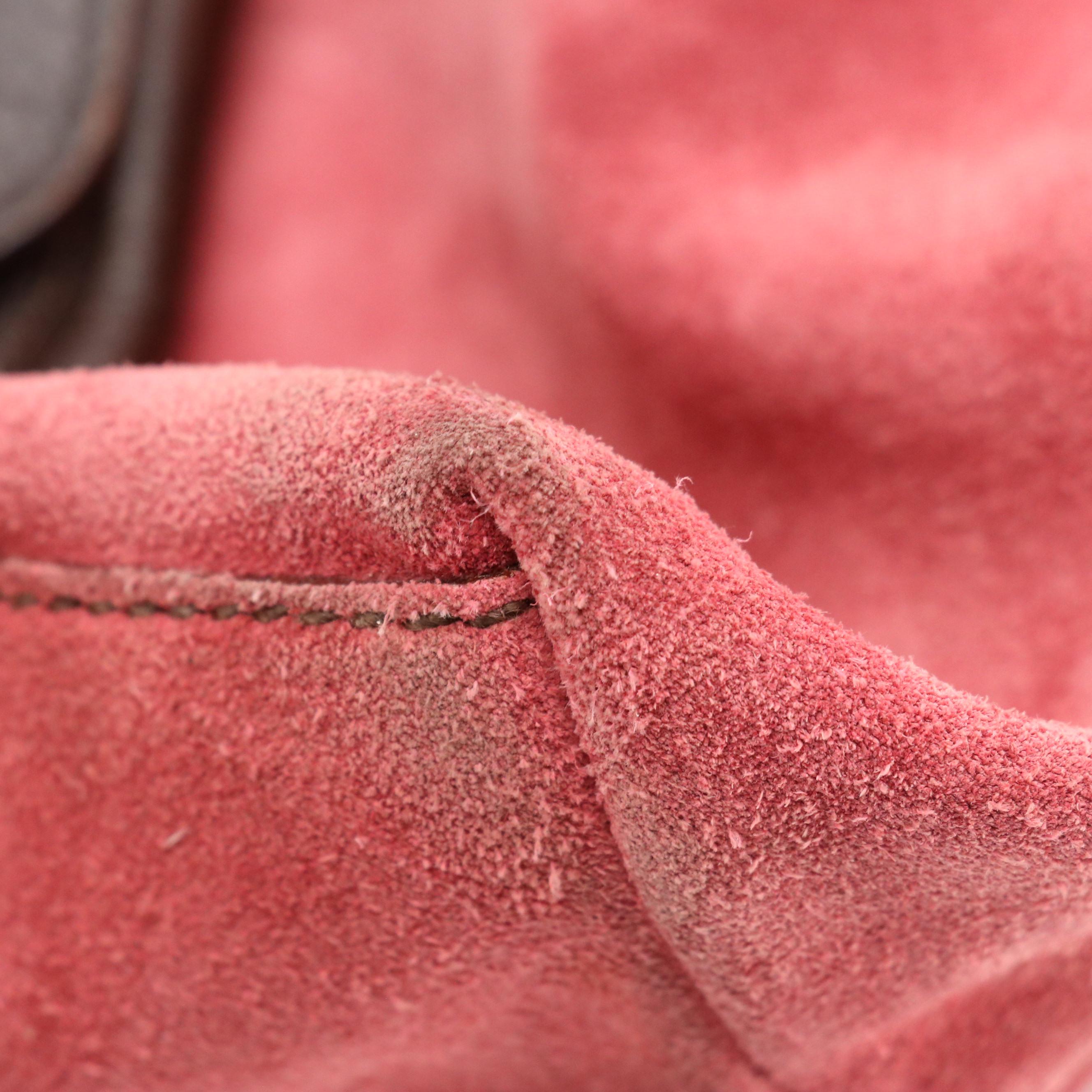 Miu Miu Blush Pink Suede Shoulder Bag with Brown Grained Leather Mini Pochette